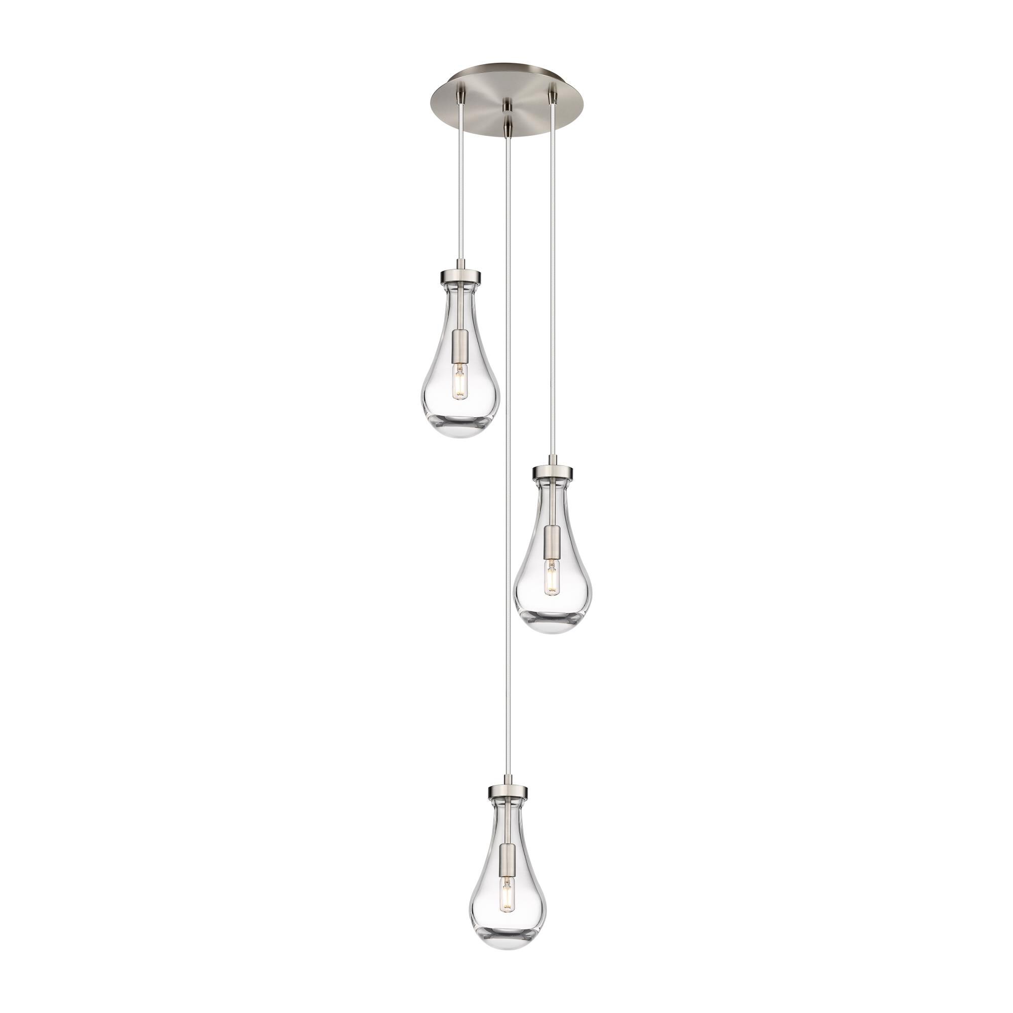 Shown in Brushed Satin Nickel finish and Clear glass and Clear Glass shade