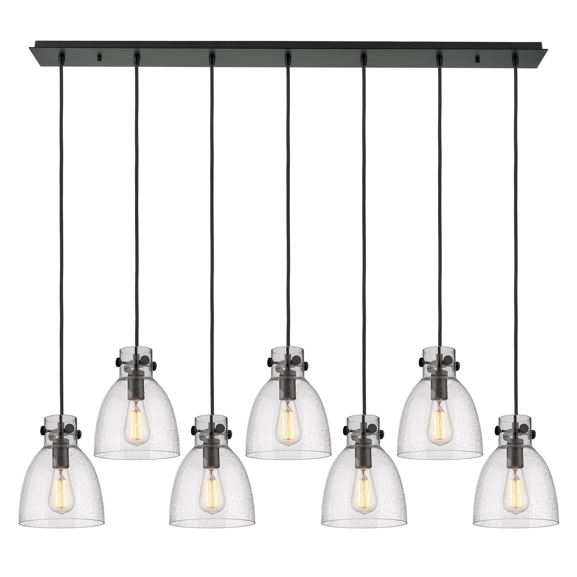 Shown in Matte Black finish and Seedy glass and Seedy Glass shade