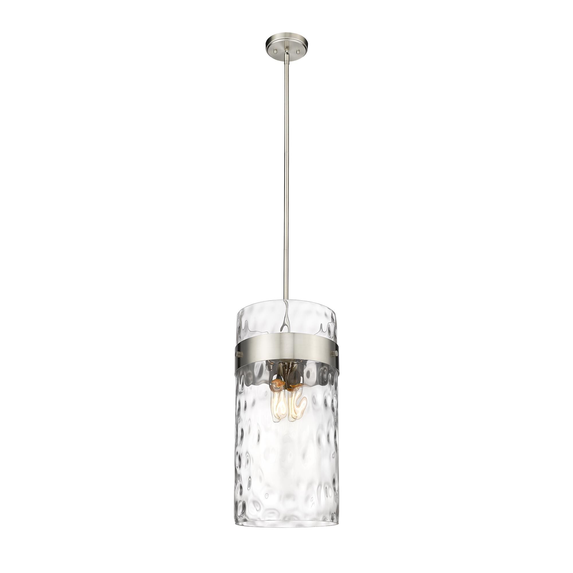 Shown in Brushed Nickel finish and Glass shade