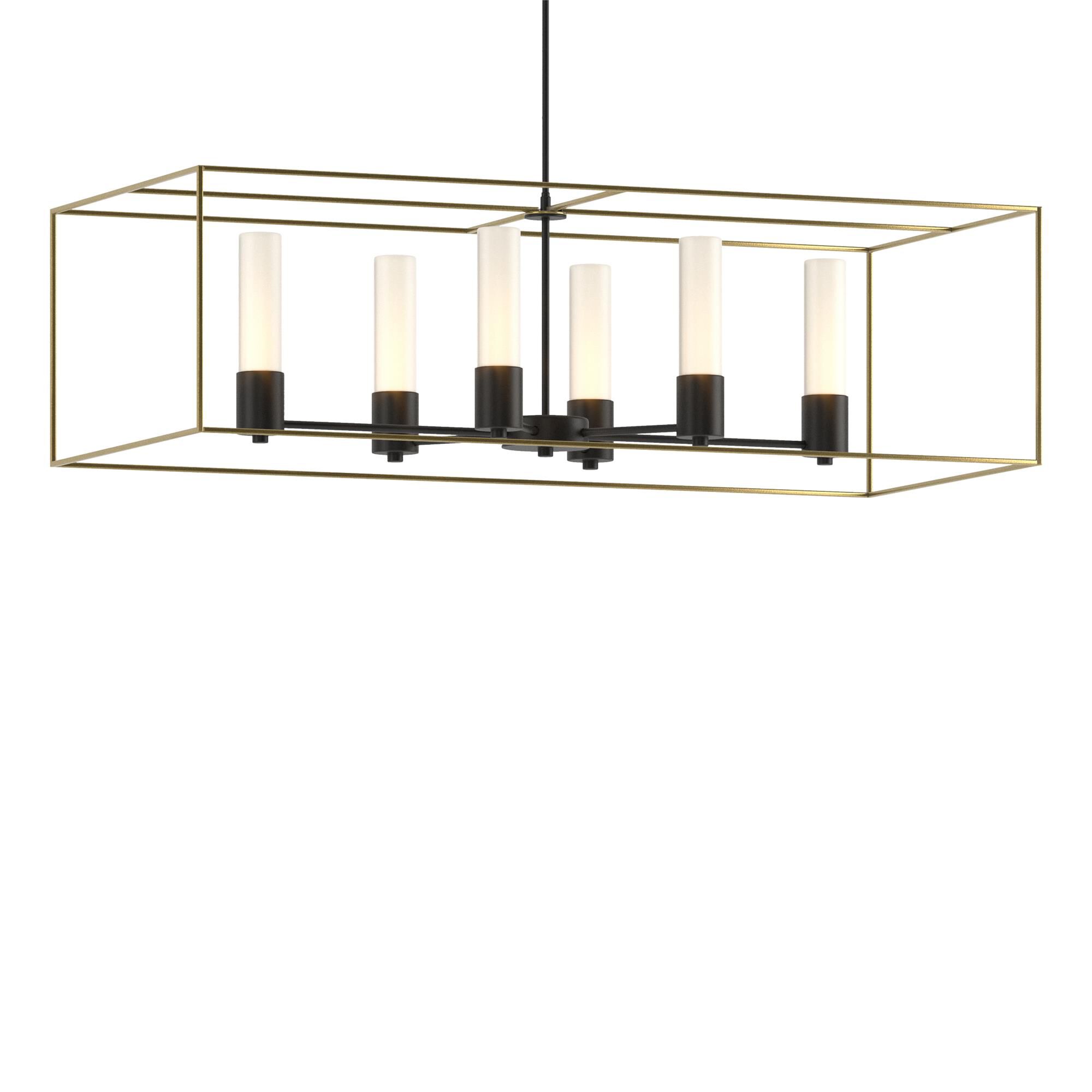 Shown in Black finish and Opal glass and Modern Brass accent