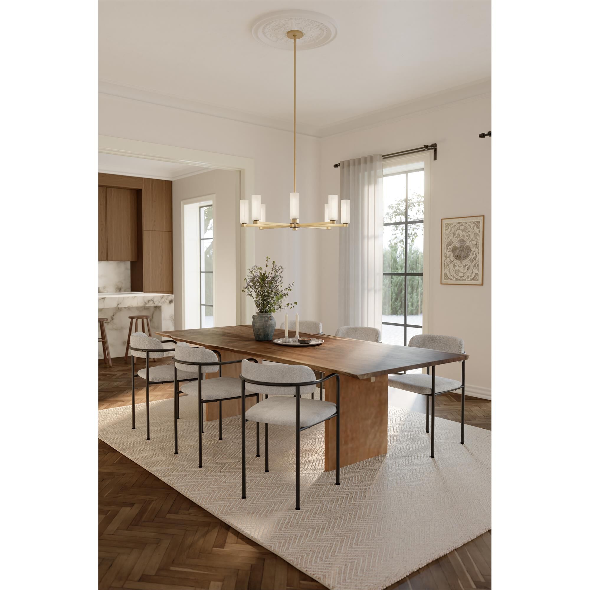 Shown in Legacy Brass finish and Etched Alabaster glass