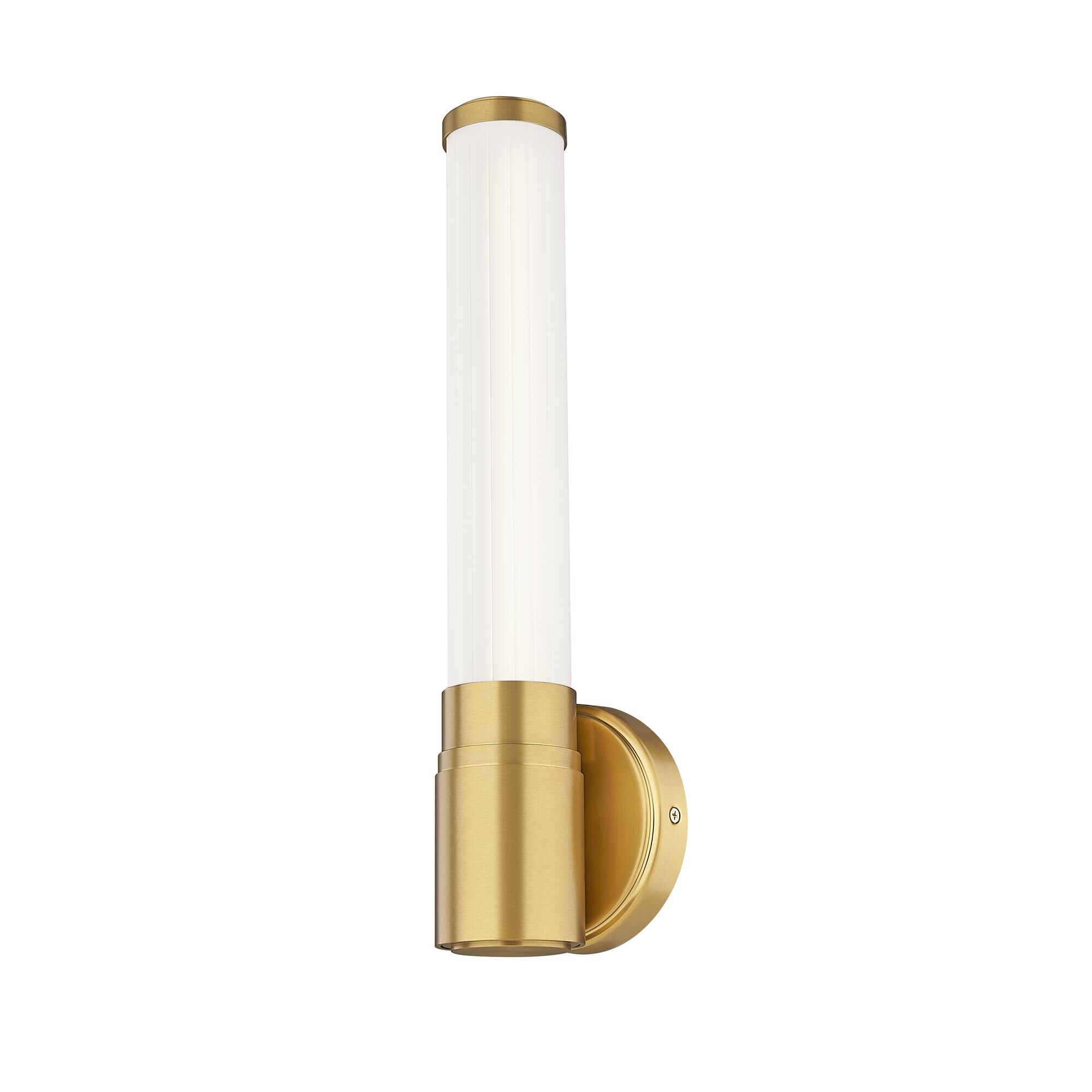 Shown in Modern Gold finish and Opal White glass and Opal White shade