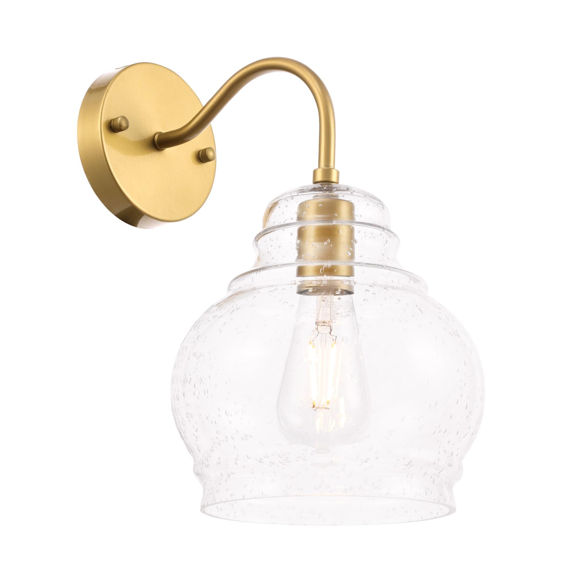 Shown in Brass finish and Clear Bubble  glass