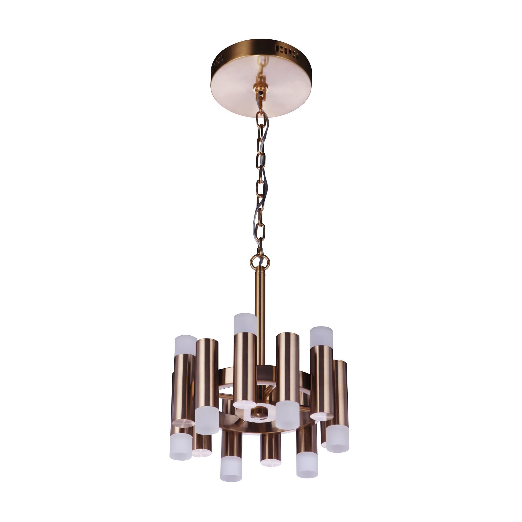 Shown in Satin Brass finish and Frosted glass