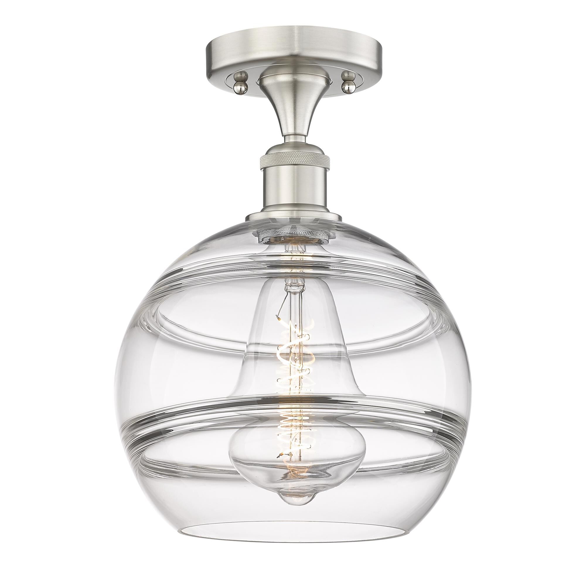 Shown in Brushed Satin Nickel finish and Clear glass