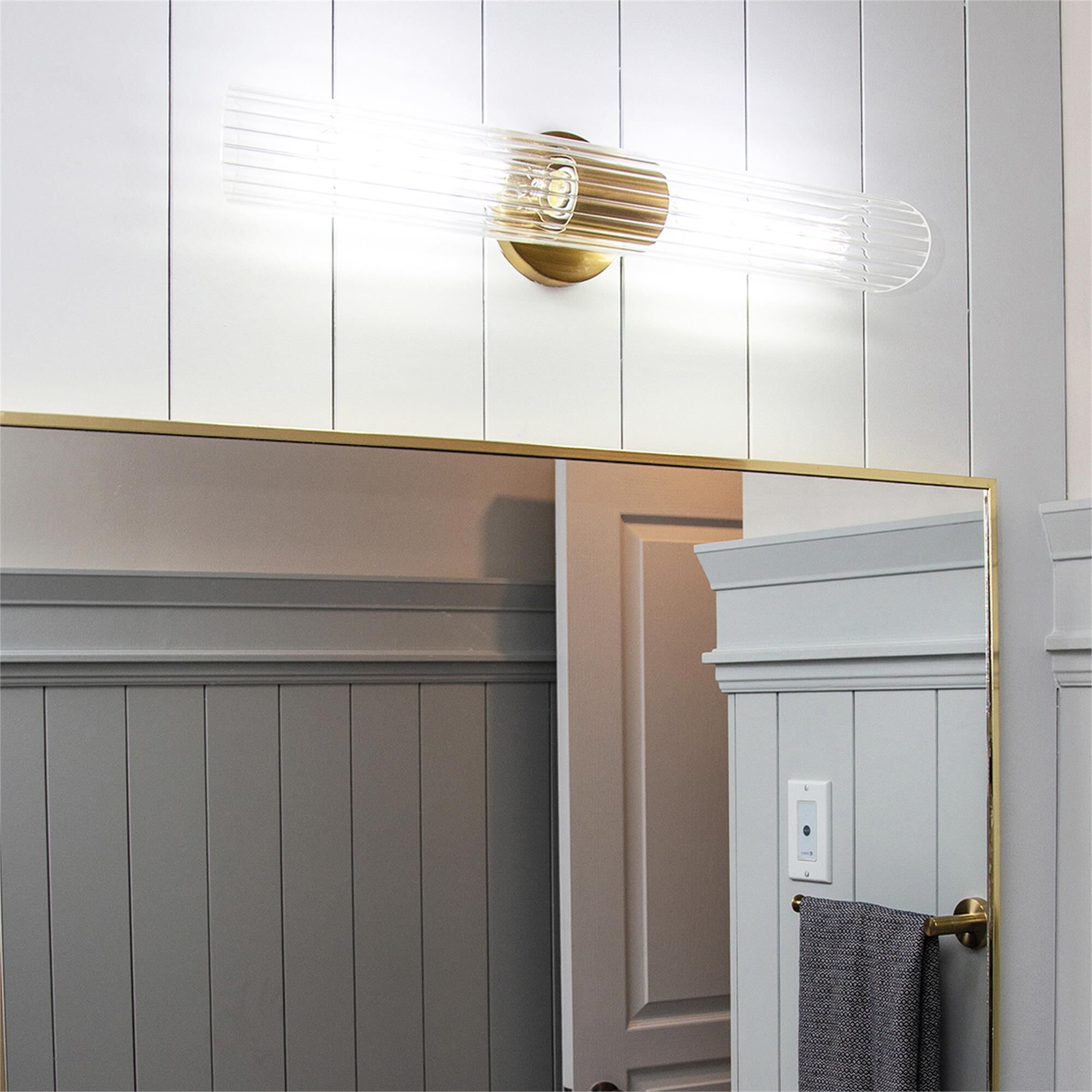 Shown in Clear and Aged Brass finish and Clear Cylinder glass