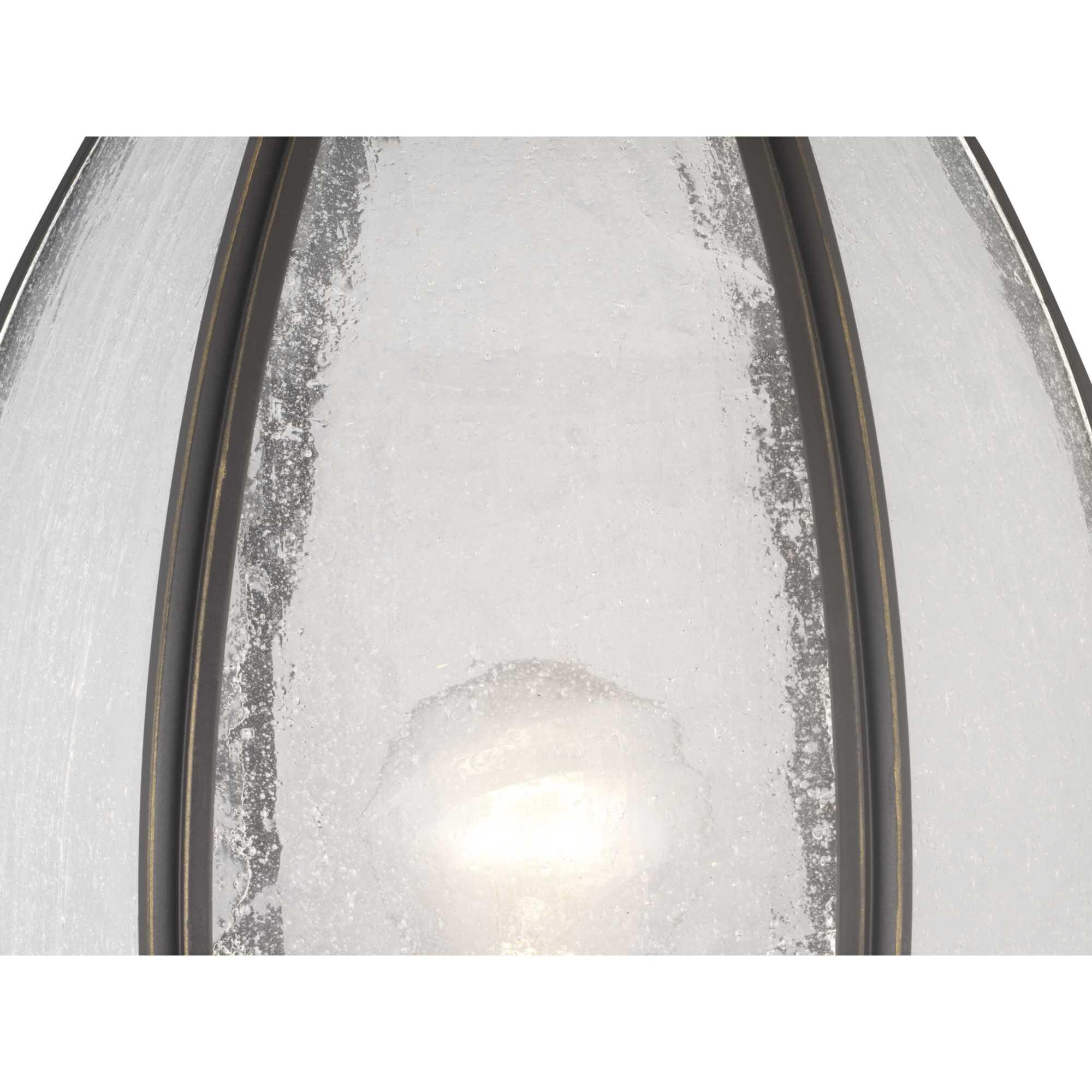 Shown in Antique Bronze finish and Clear Seeded glass