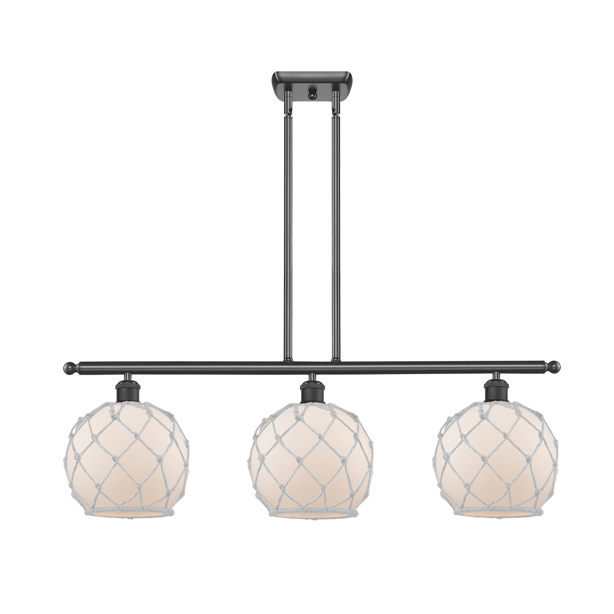 Shown in Matte Nickel finish and White With White Rope glass