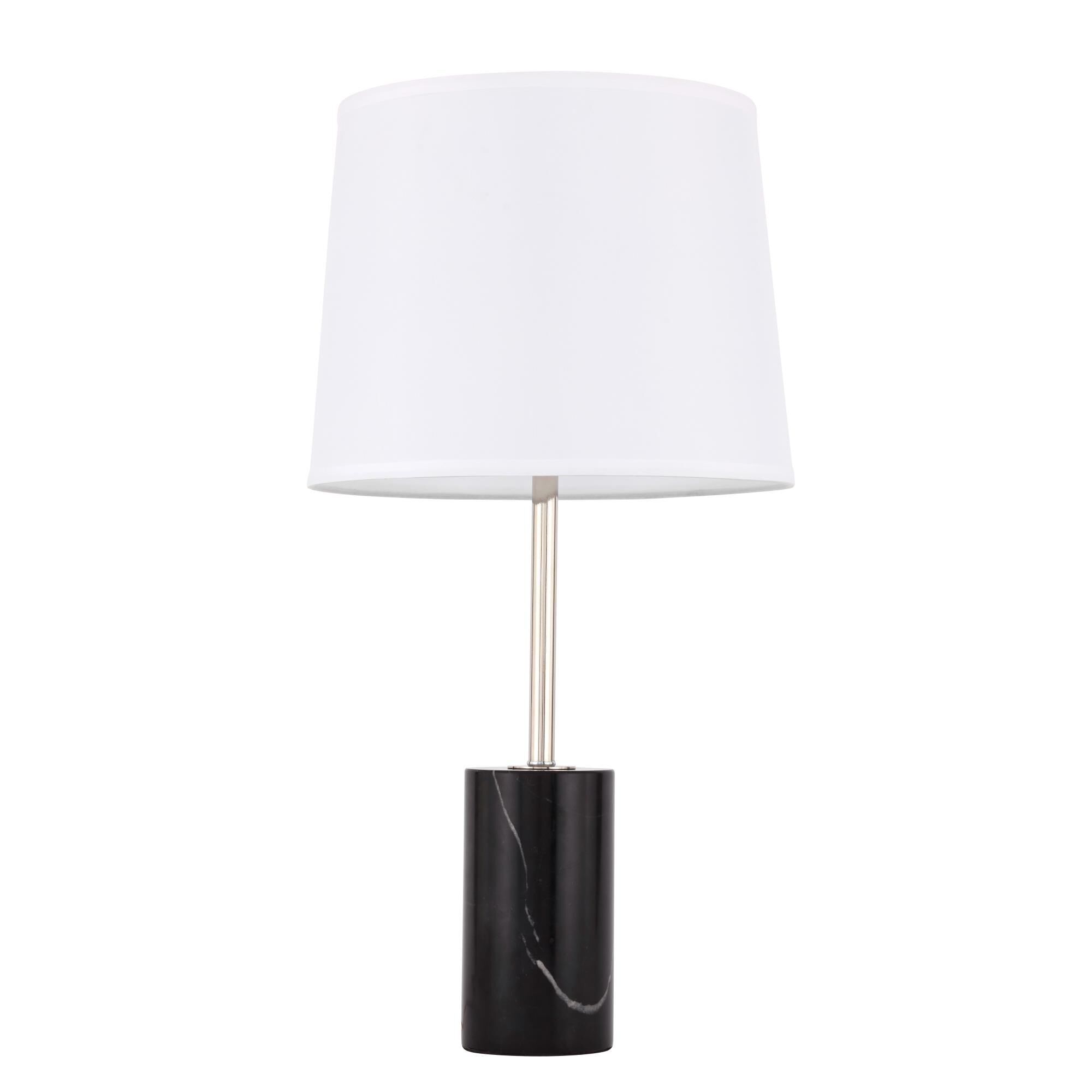 Shown in Polished Nickel And Black finish and Fabric - Off White shade