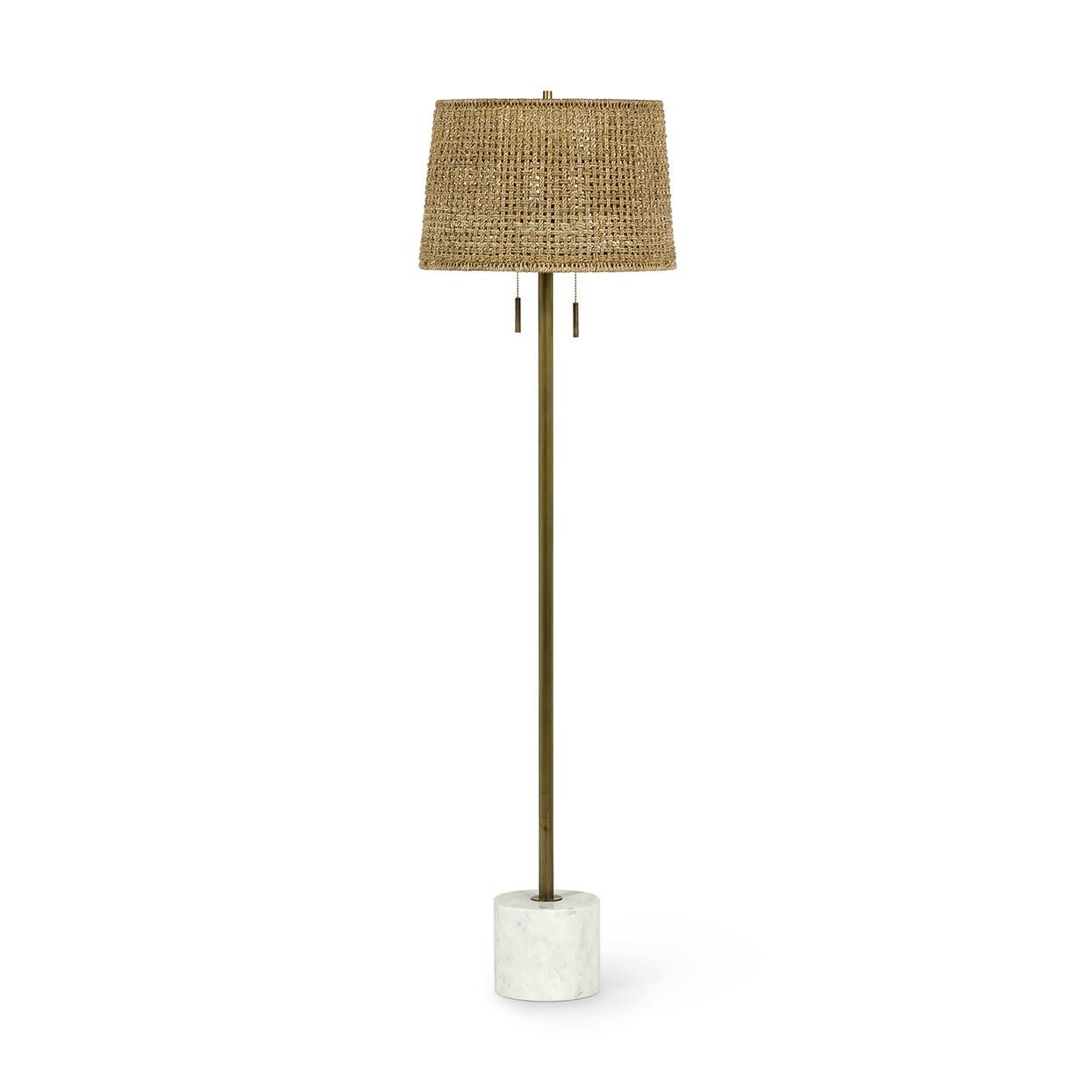 Shown in Antique Brass  finish and Lampakanay Rope shade