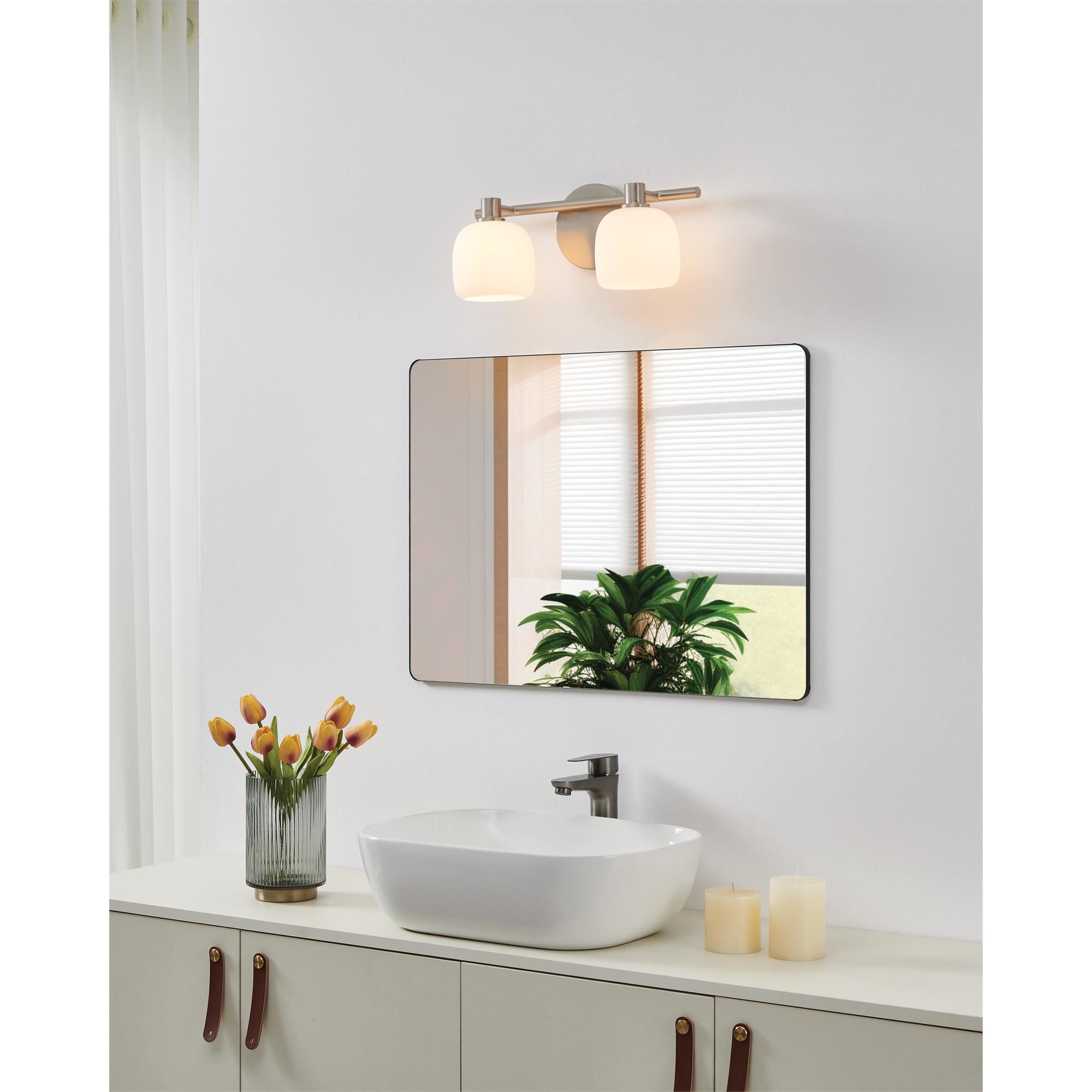 Shown in Brushed Nickel finish and Etched Opal glass