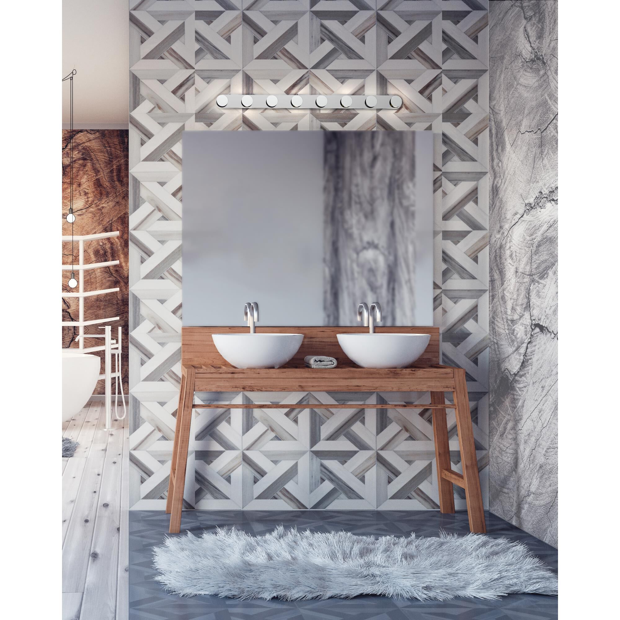 Shown in Chrome finish and Frosted Acrylic glass