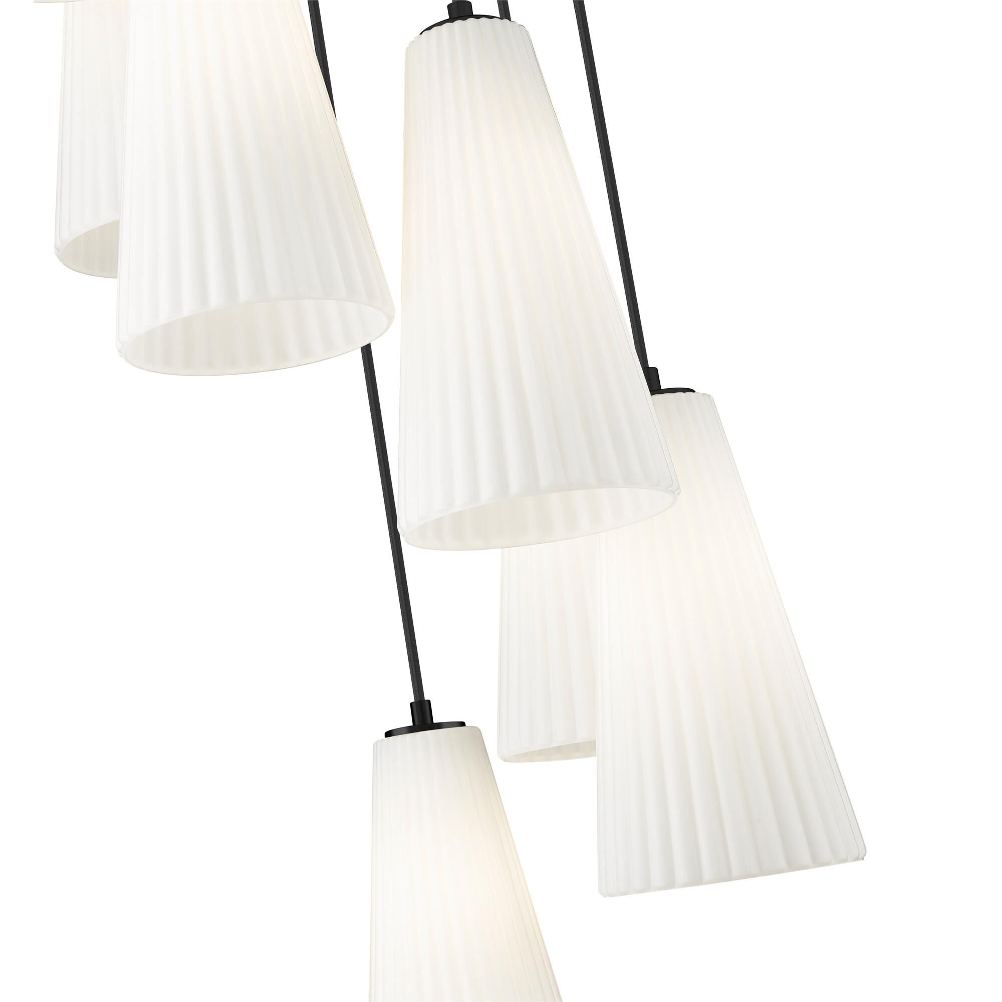 Shown in Matte Black finish and White glass and White shade
