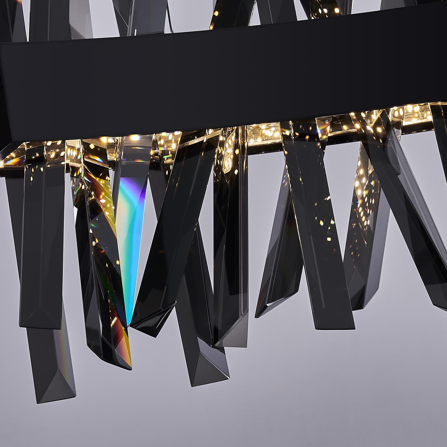 Shown in Black Nickel finish and Smoked Firenze crystal