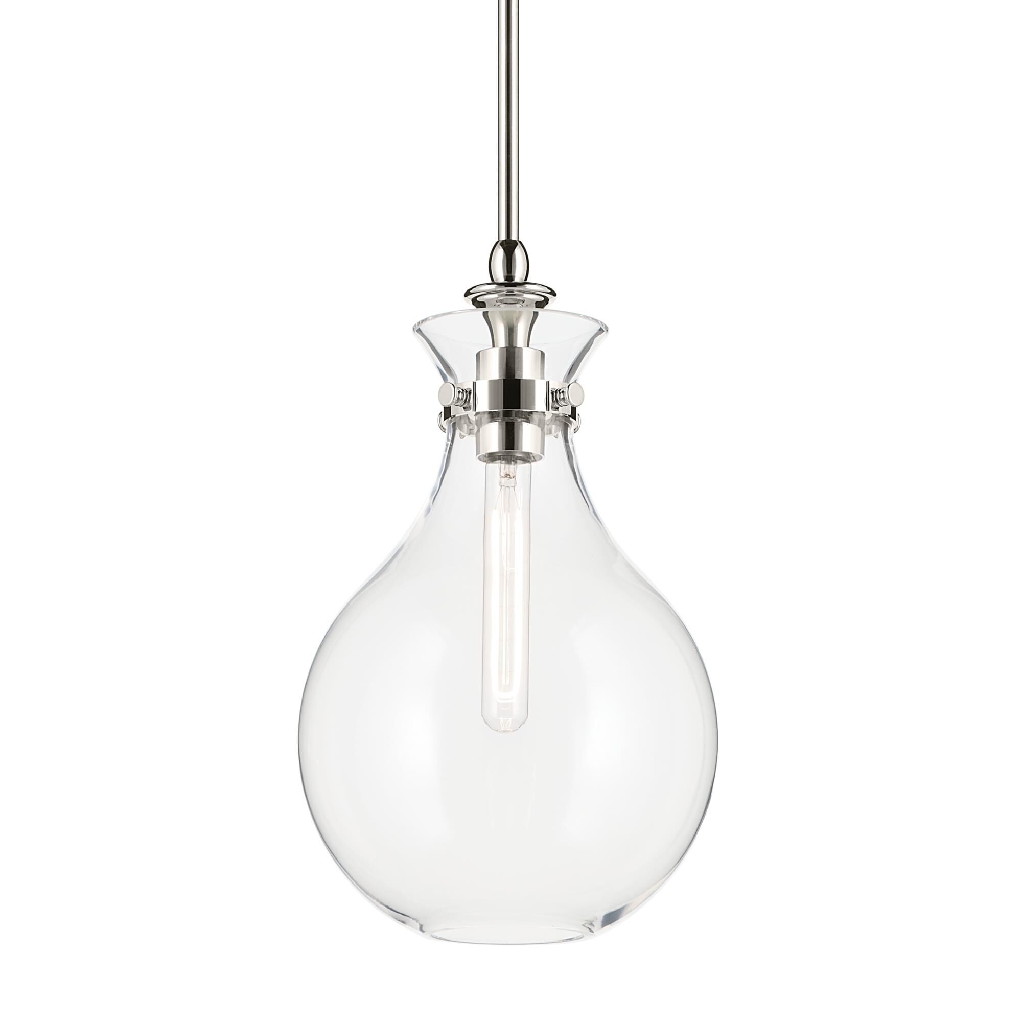 Shown in Polished Nickel finish and Clear glass