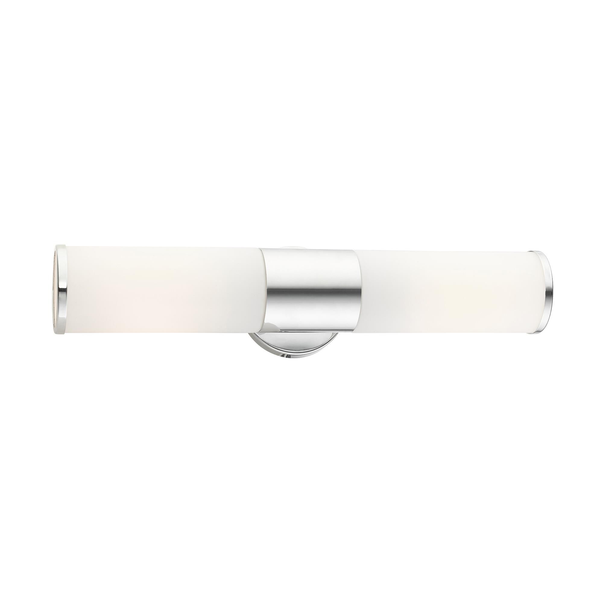 Shown in Polished Chrome finish and Satin Opal White glass
