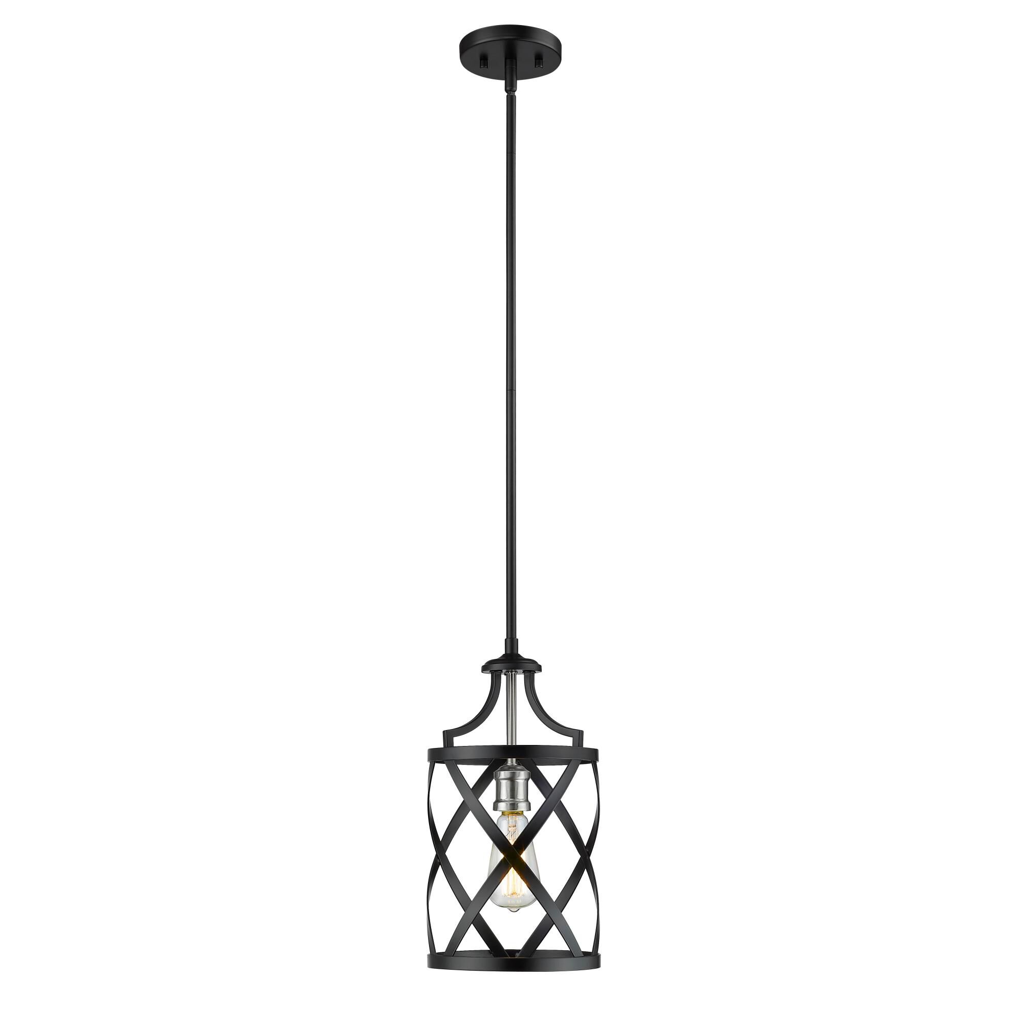 Shown in Matte Black + Brushed Nickel finish and --- glass and --- shade