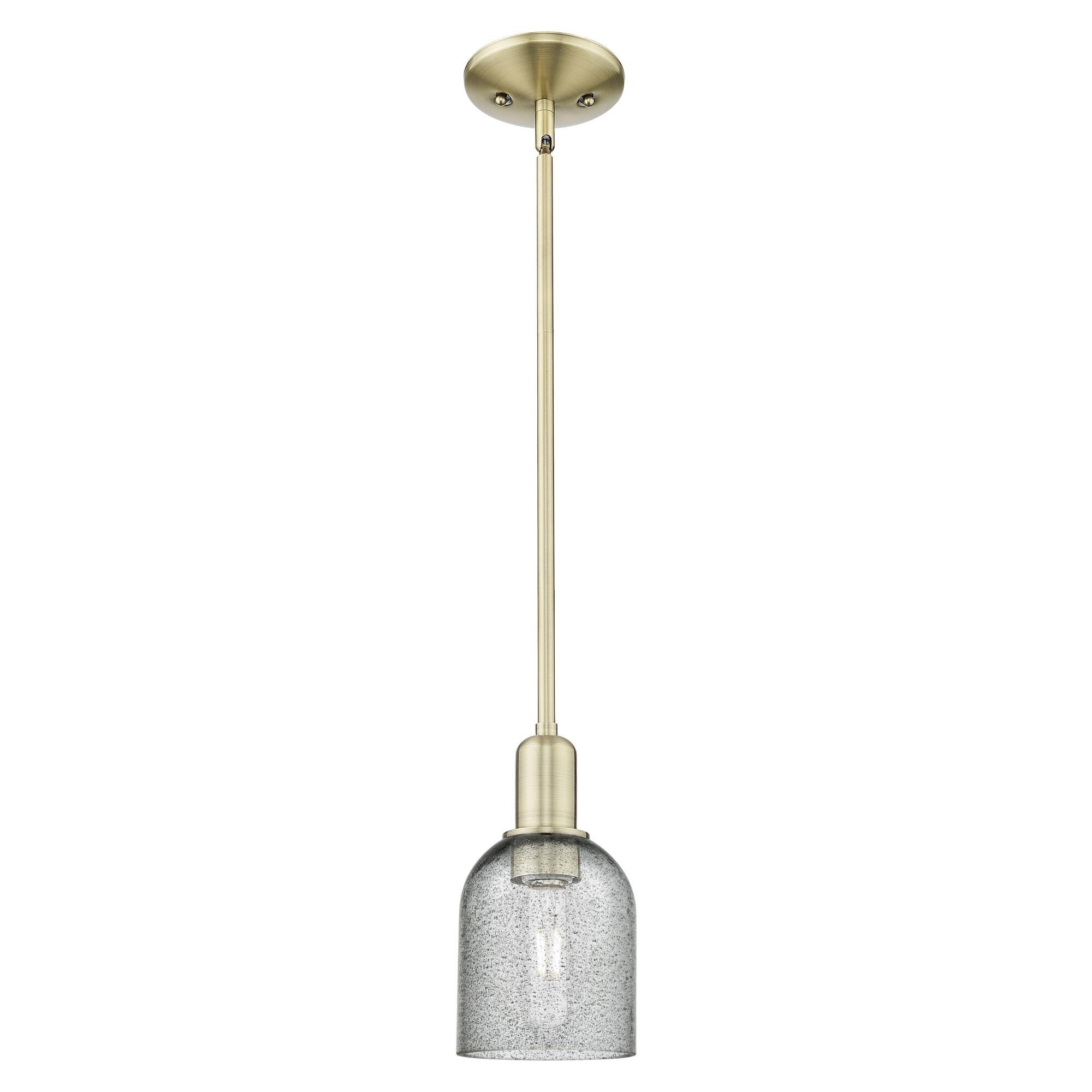 Shown in Antique Brass finish and Charcoal glass