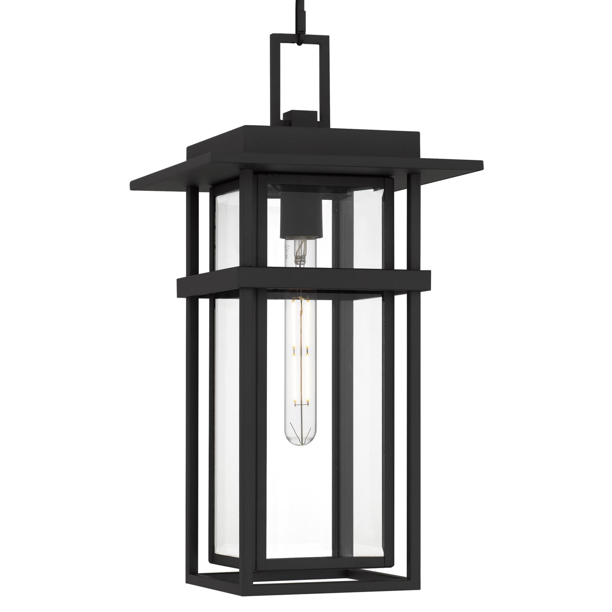 Shown in Earth Black finish and Clear Beveled Glass shade