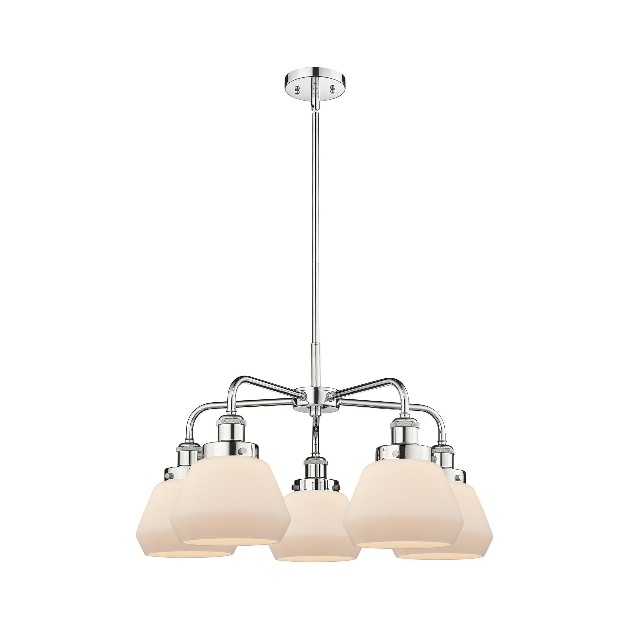 Shown in Polished Chrome finish and Matte White glass