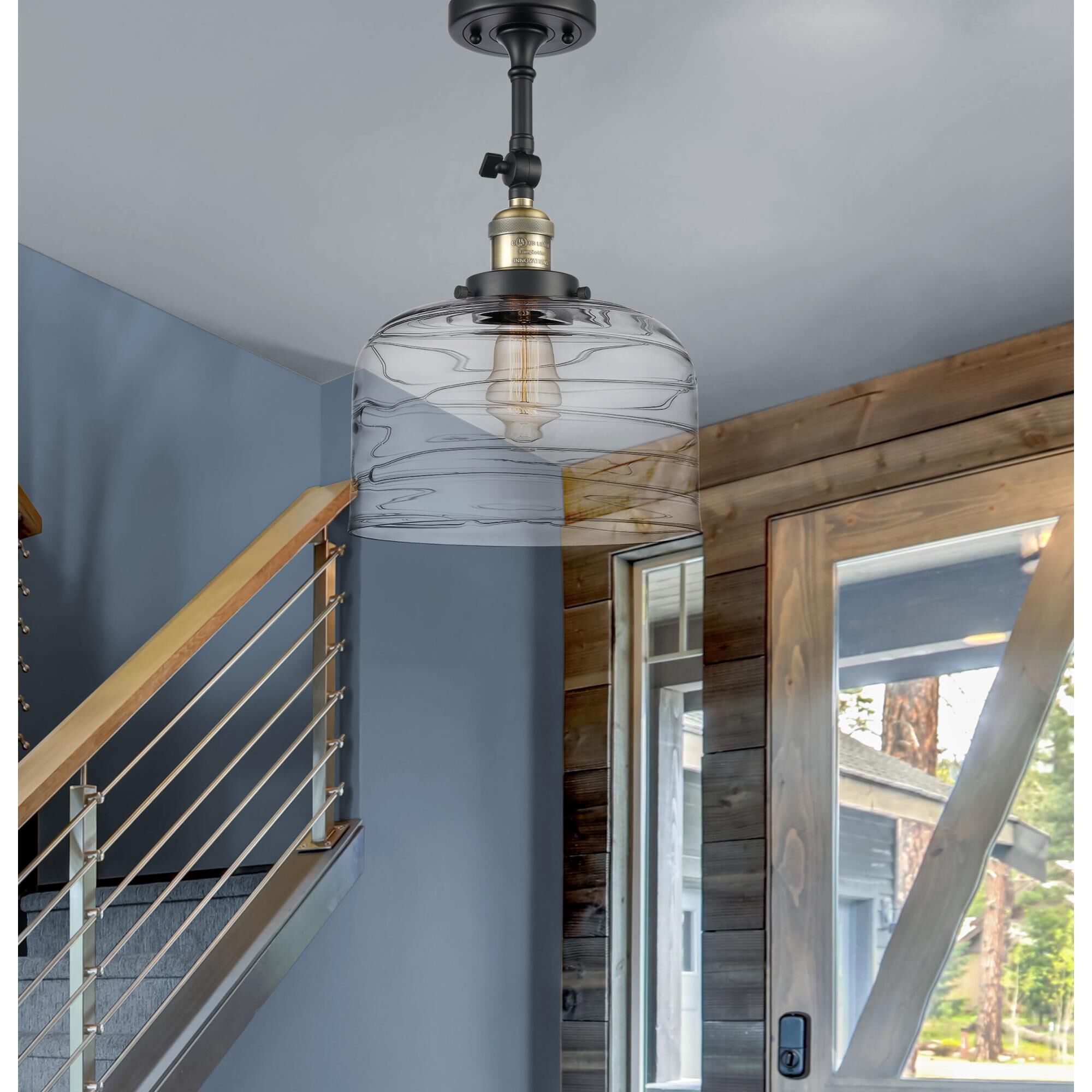 Shown in Black Antique Brass finish and Clear glass