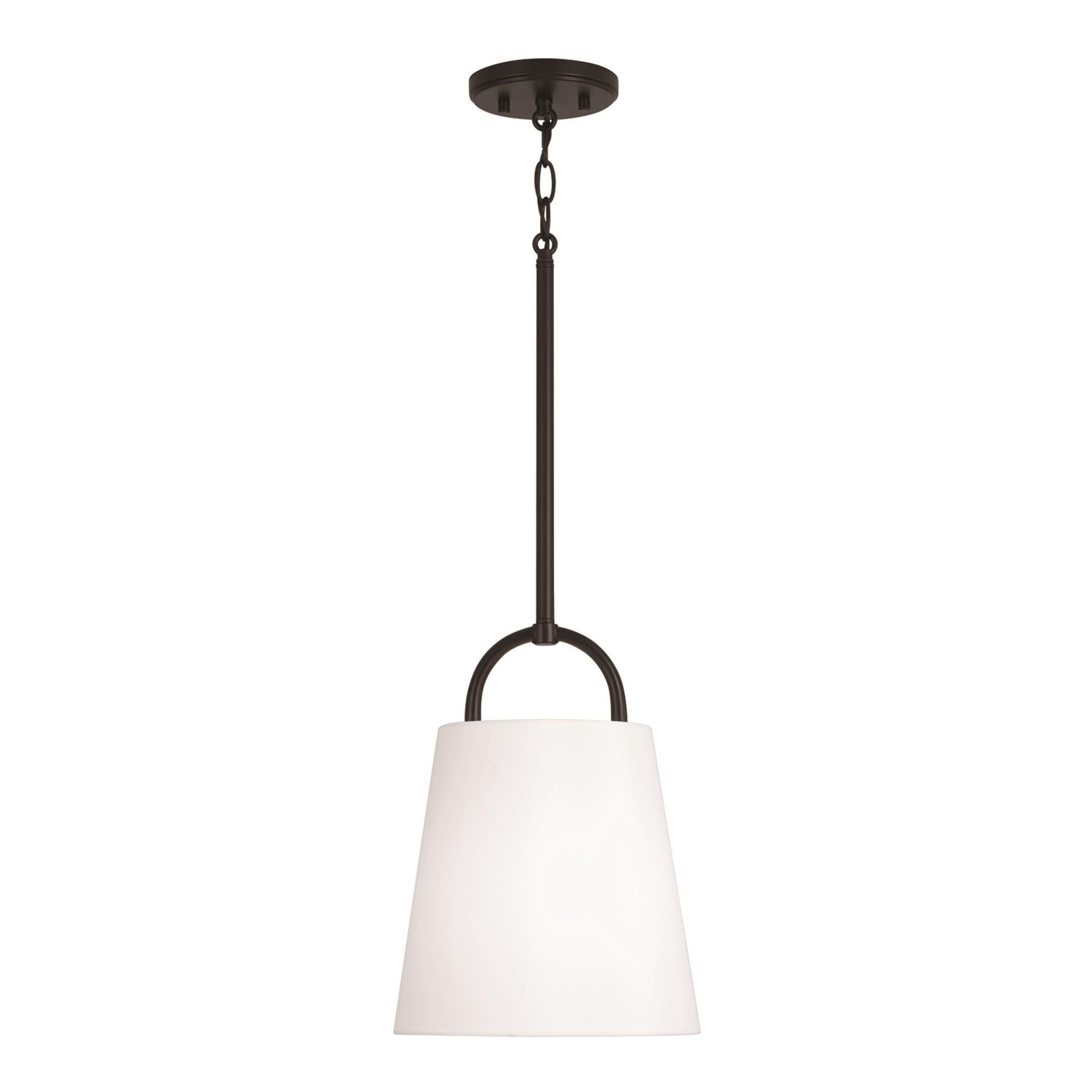 Shown in Matte Black finish and White Fabric shade