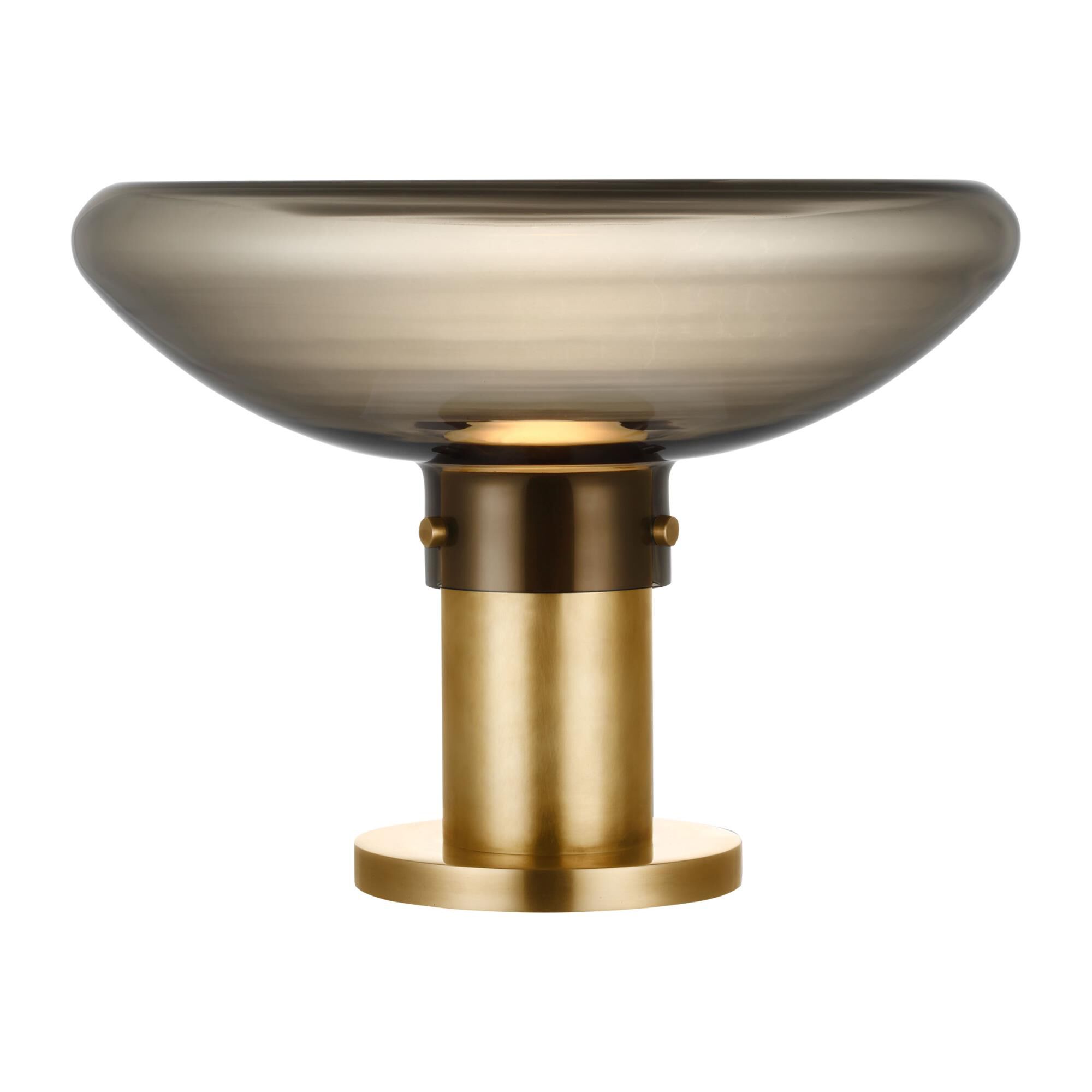 Shown in Hand-Rubbed Antique Brass finish and Smoke glass