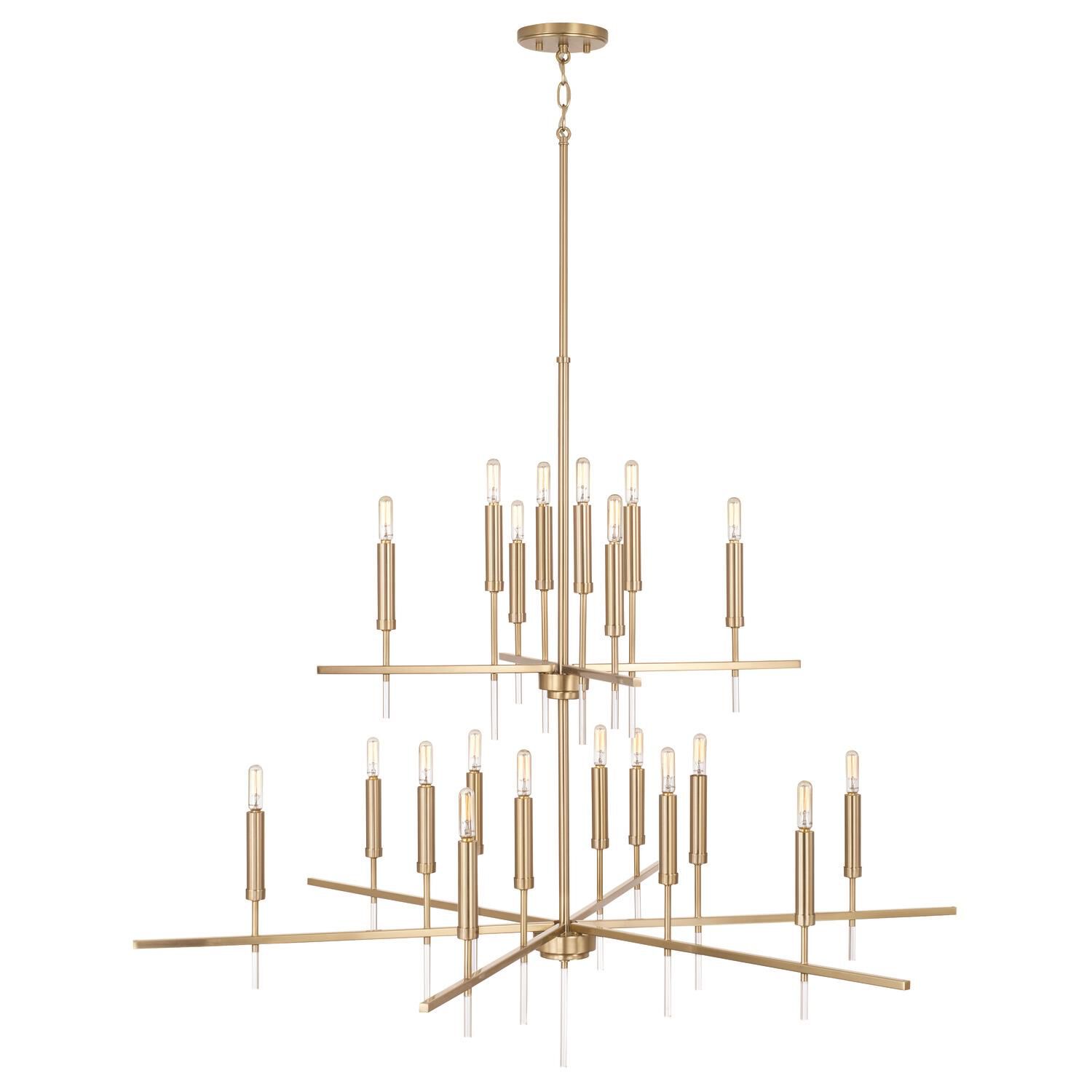 Shown in Matte Brass finish and Clear Acrylic Finials glass