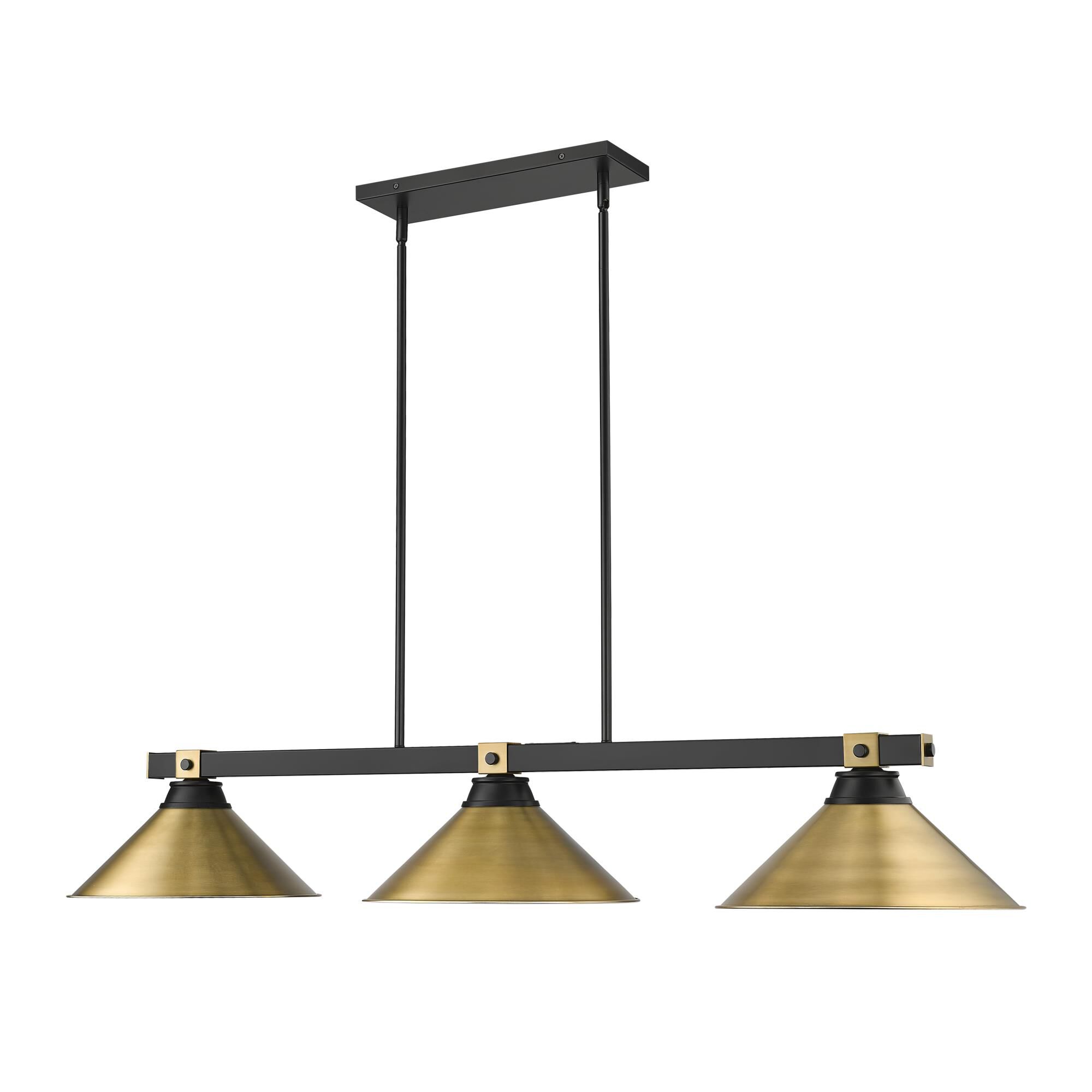 Shown in Matte Black + Rubbed Brass finish and Rubbed Brass glass and Rubbed Brass shade