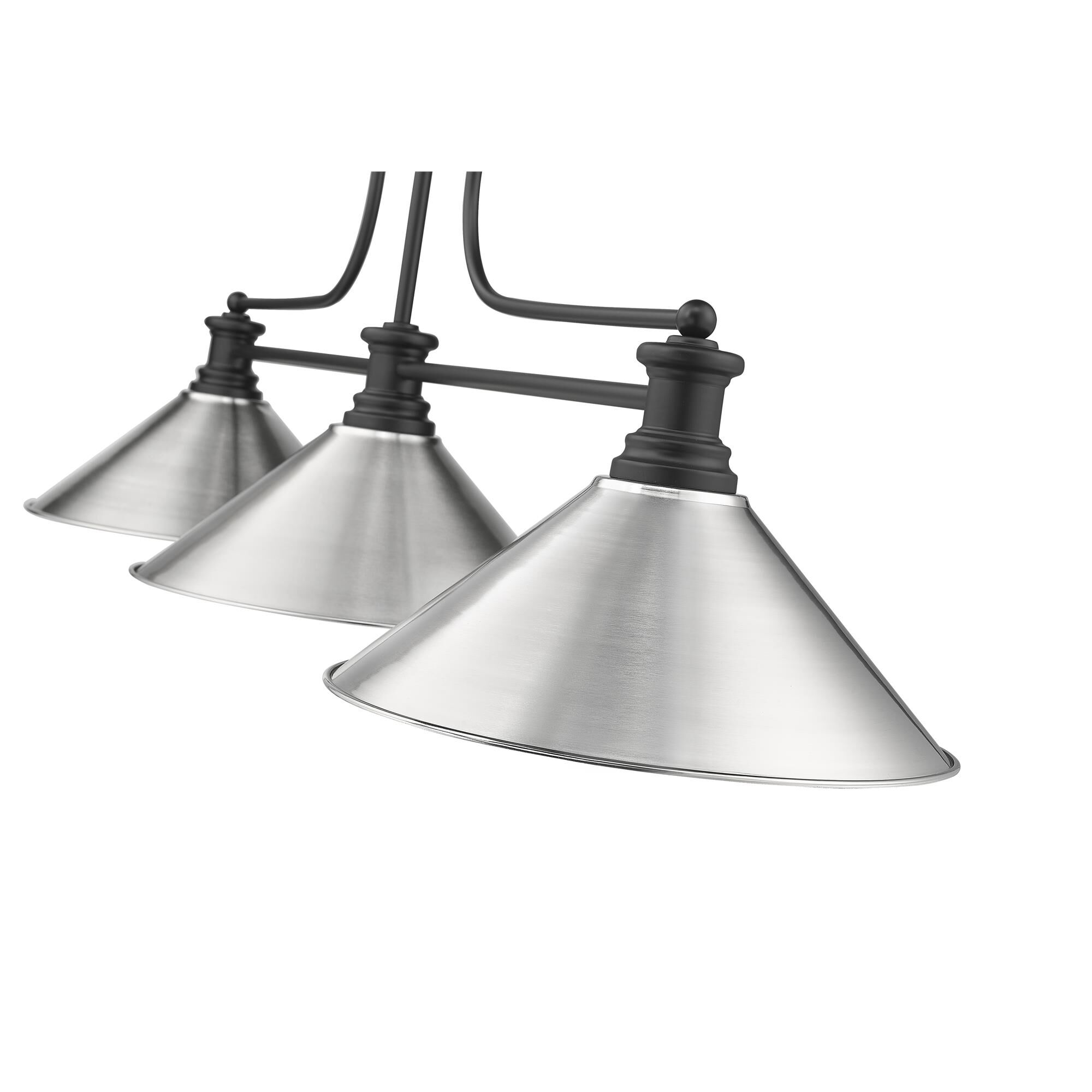 Shown in Matte Black finish and Brushed Nickel shade