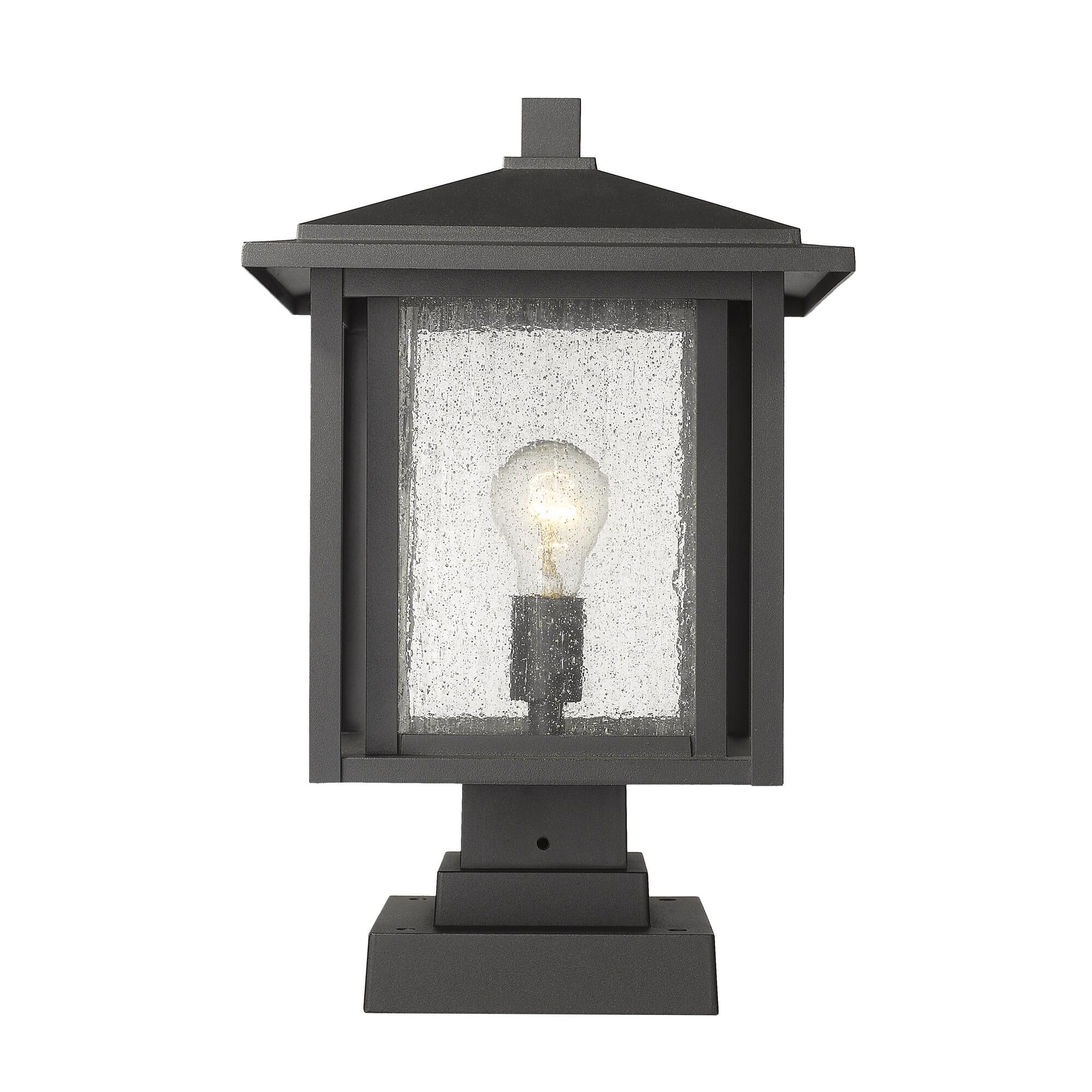 Shown in Black finish and Glass shade