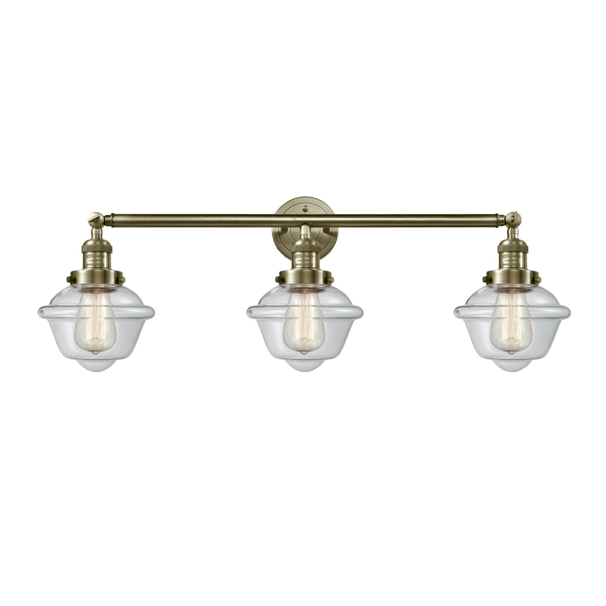 Shown in Antique Brass finish and Clear Small Oxford glass