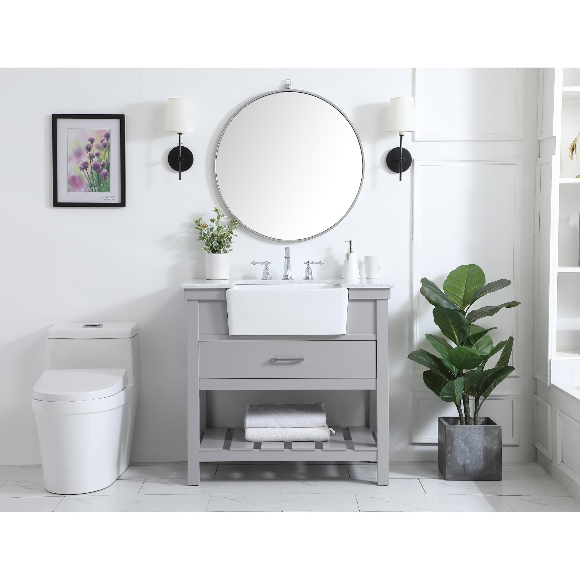 Shown in Grey finish and Without Backsplash accent