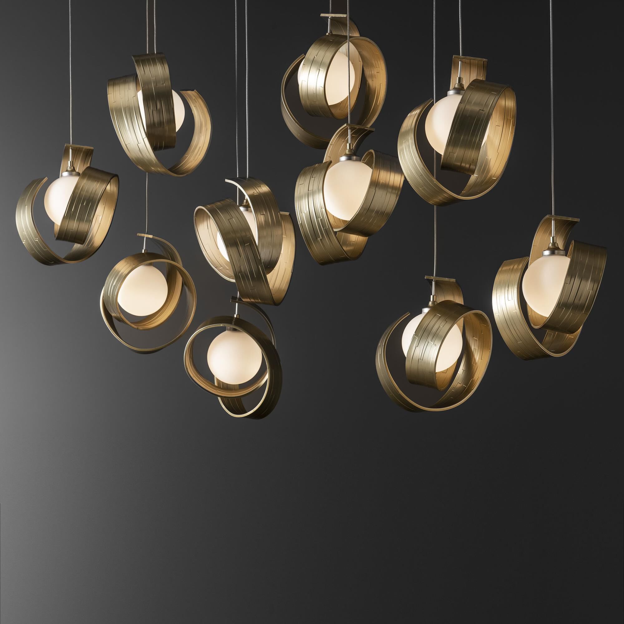 Shown in Modern Brass finish and Opal glass and Opal Glass shade