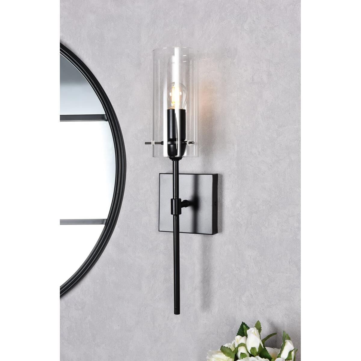 Shown in Black finish and Clear glass