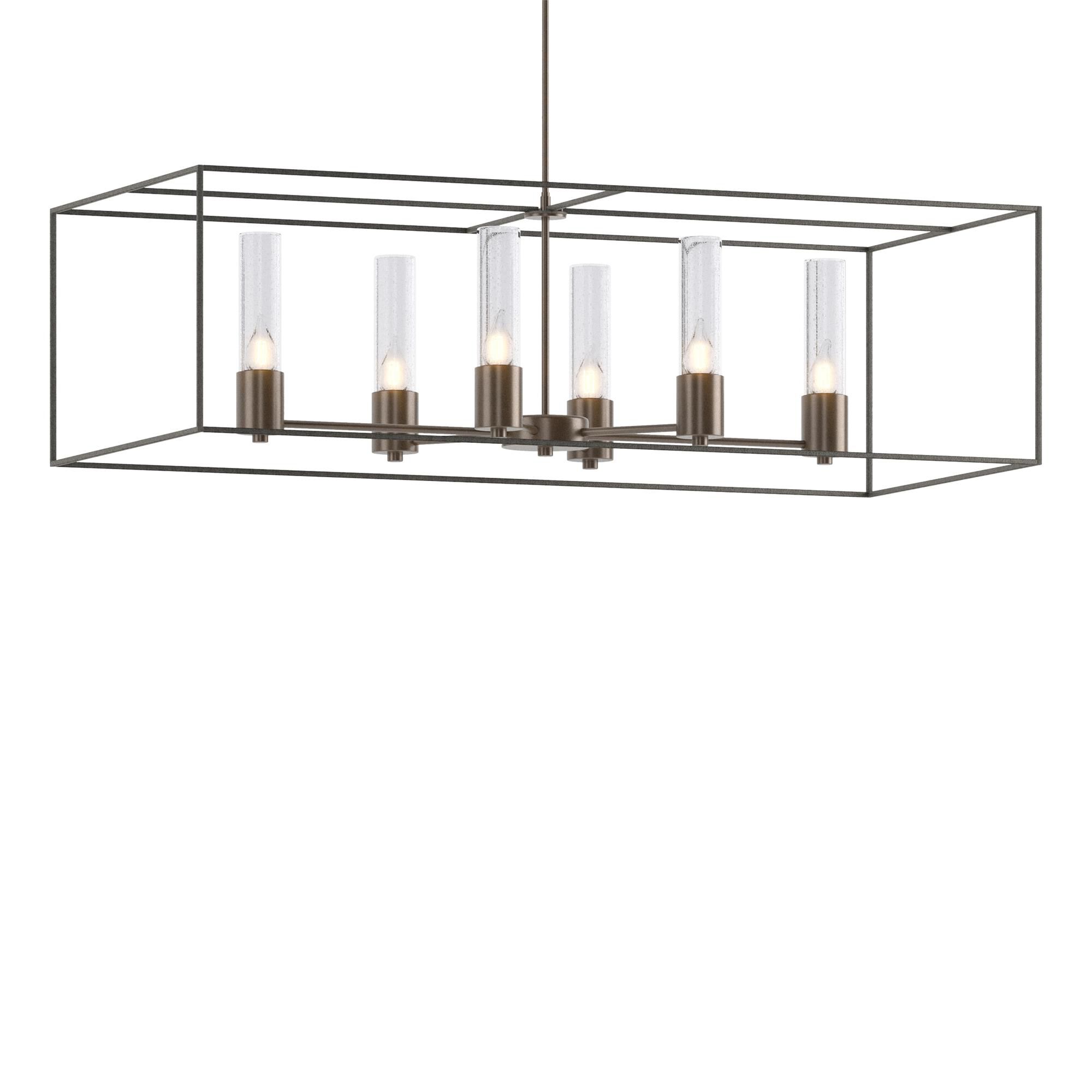 Shown in Bronze finish and Clear glass and Natural Iron accent