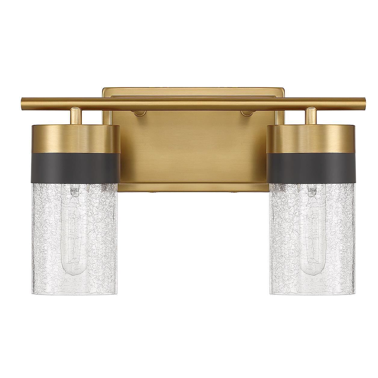 Shown in Warm Brass finish and Crackled glass