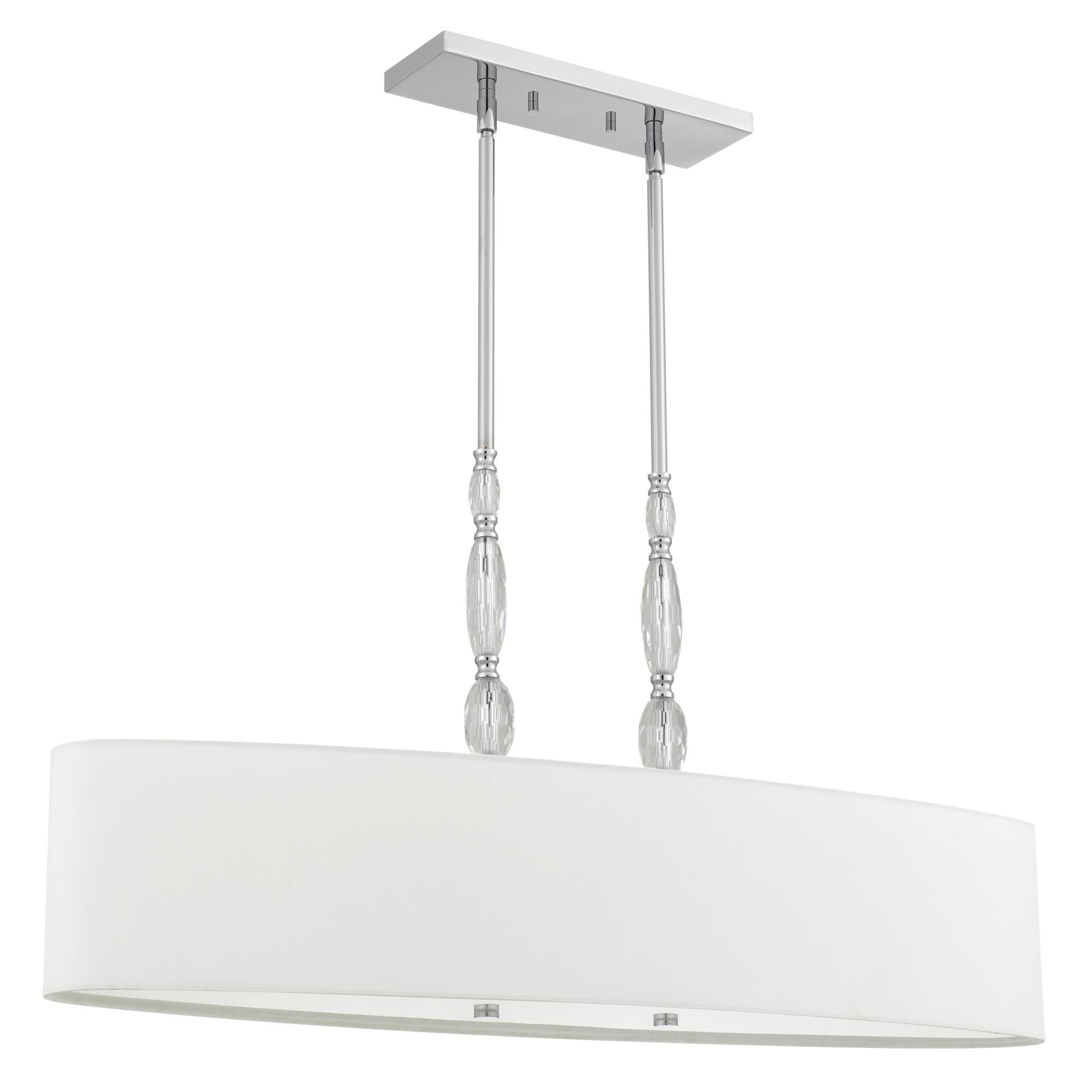 Shown in Polished Chrome finish and White Linen Fabric shade