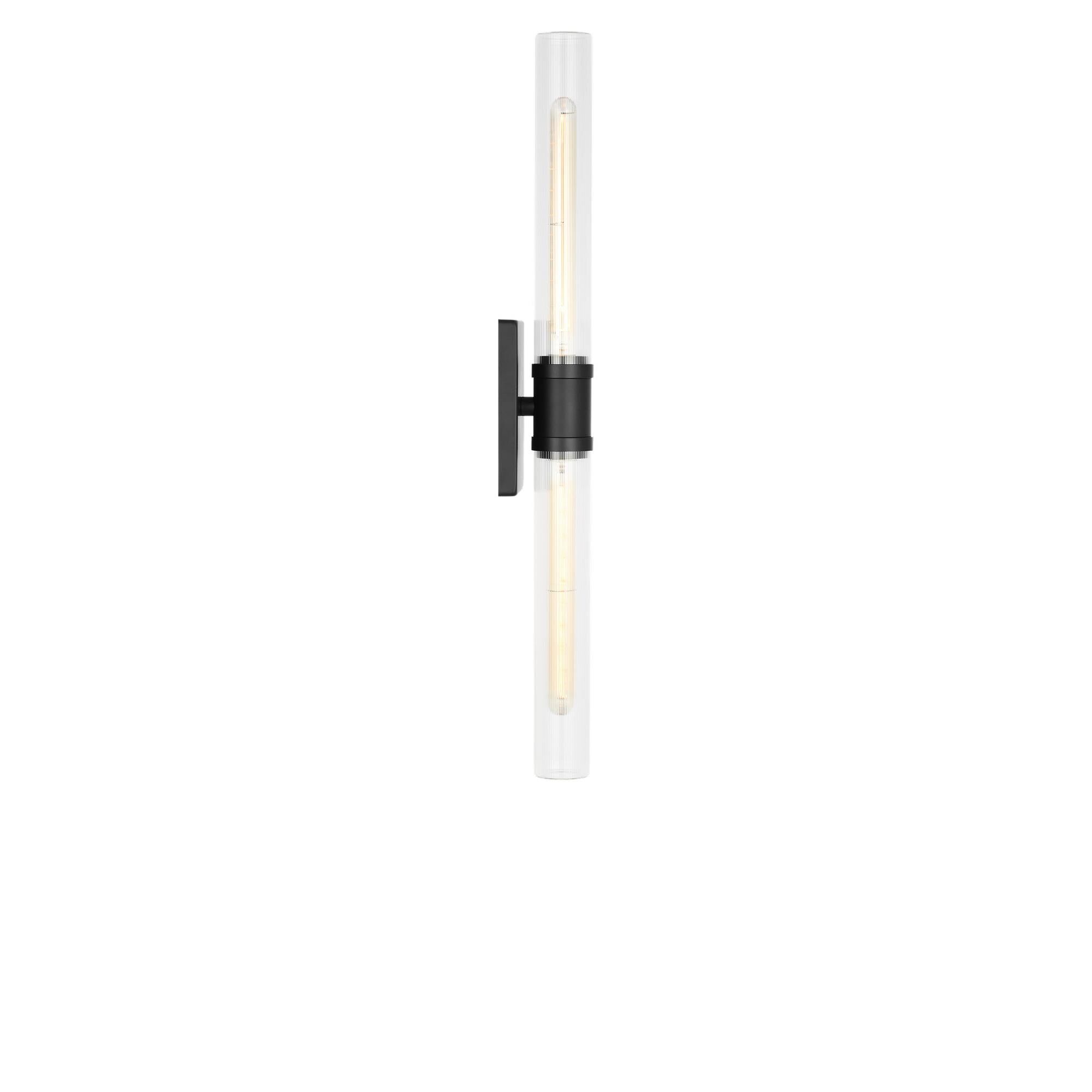Shown in Midnight Black finish and Clear Fluted glass