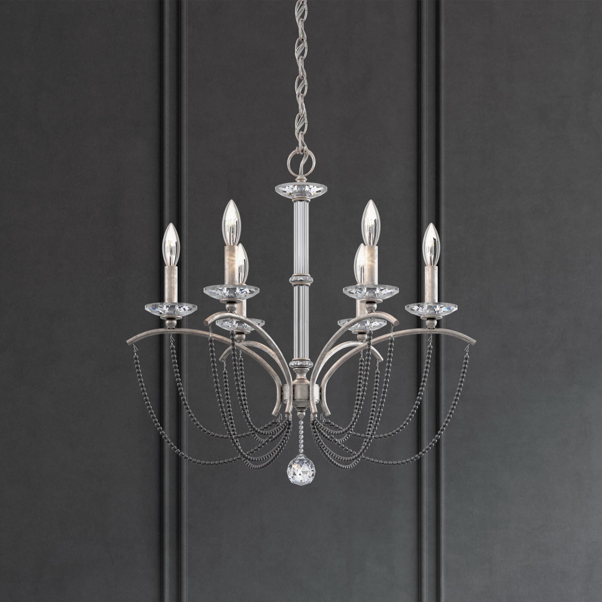 Shown in Antique Silver finish and Dark Grey Pearl crystal