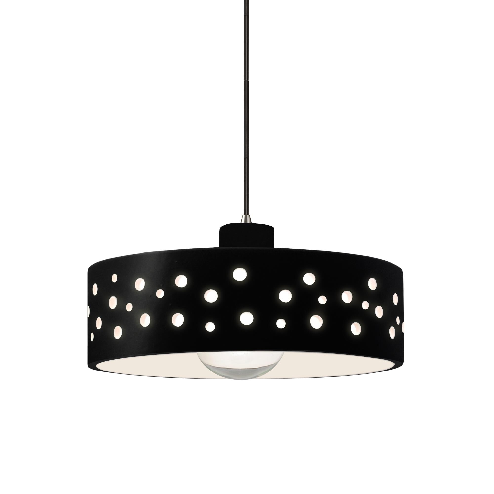 Shown in Brushed Nickel finish and Gloss Black shade