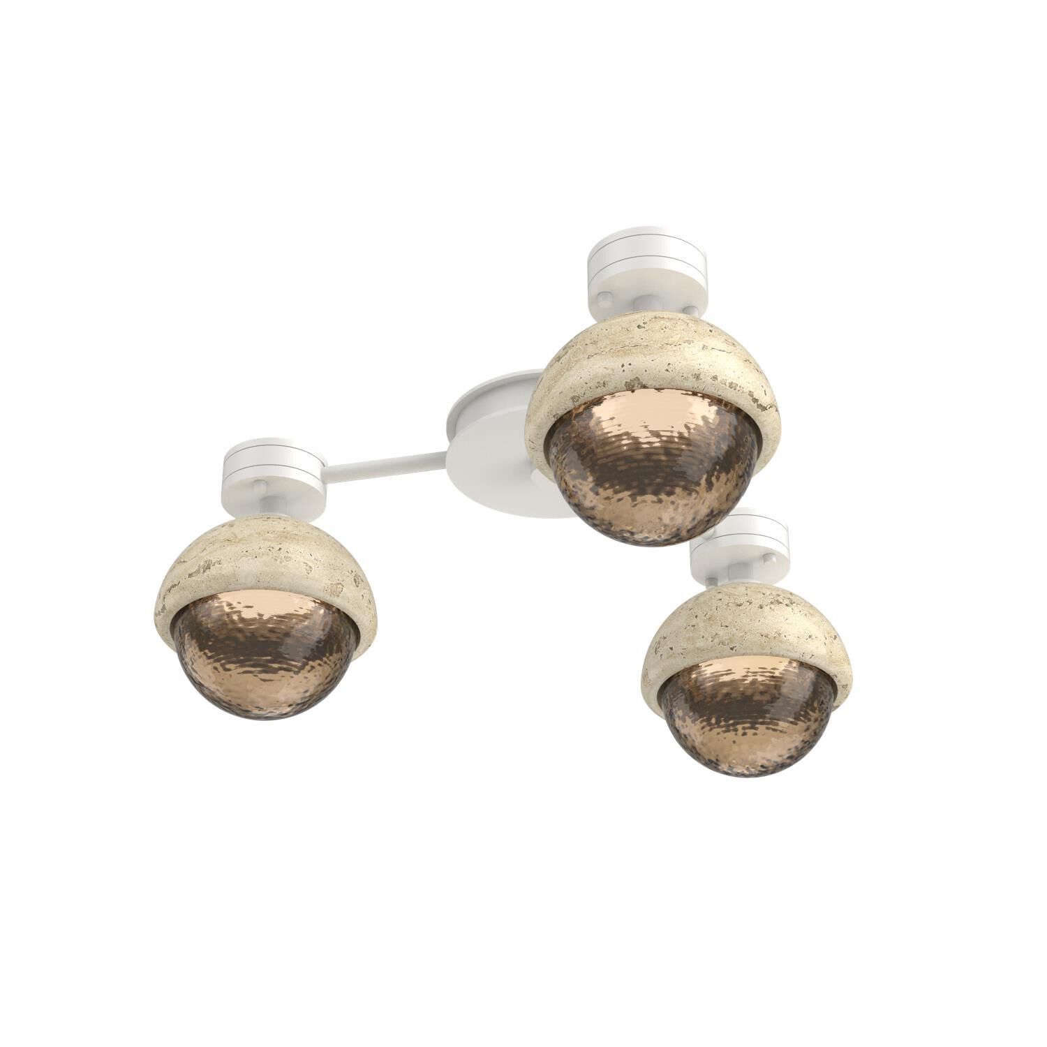 Shown in Salt White finish and Bronze glass and Travertine Stone accent