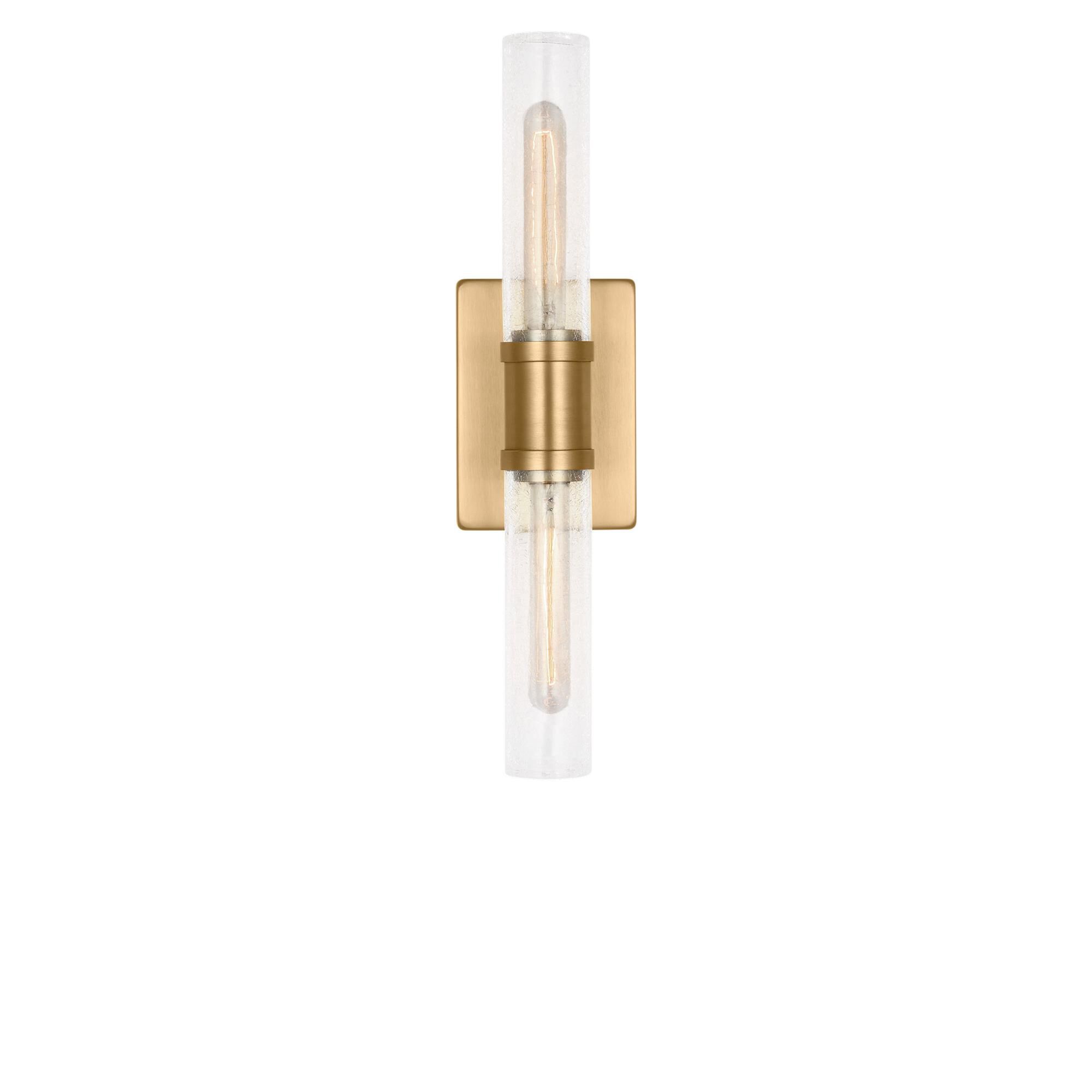 Shown in Satin Brass finish and Crackle glass