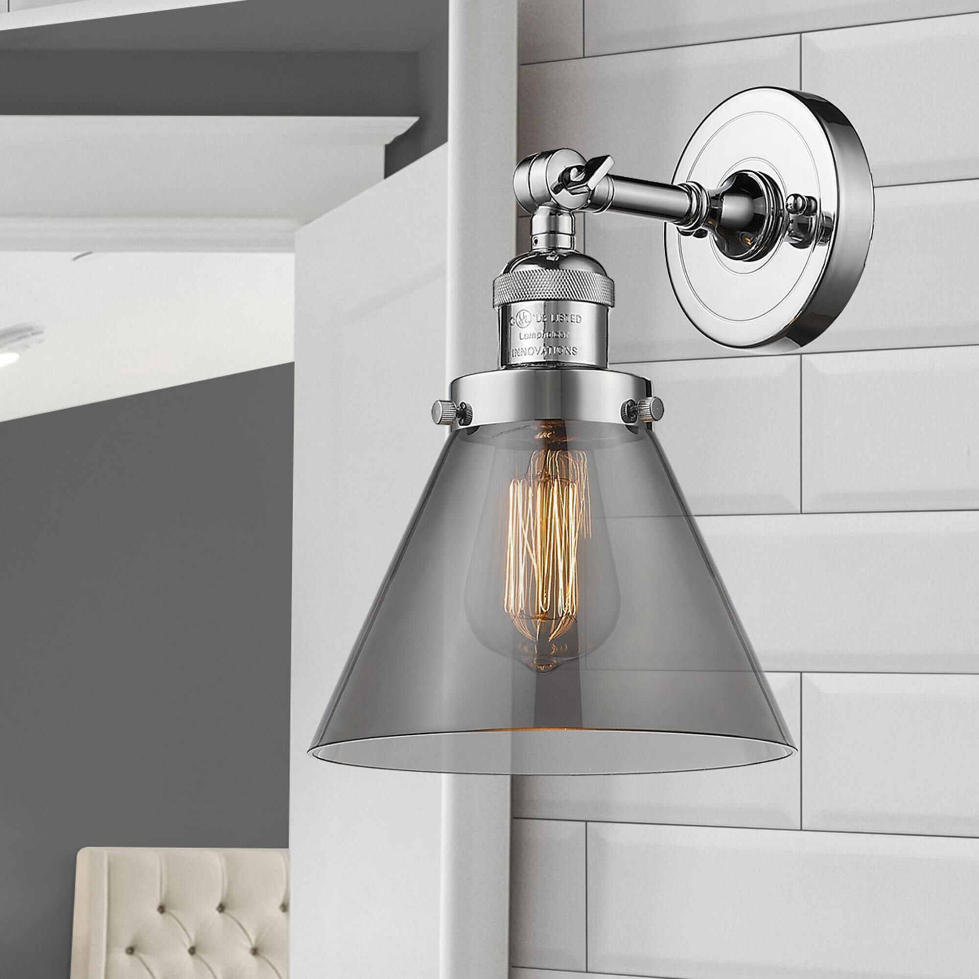 Shown in Polished Chrome finish and Smoked glass