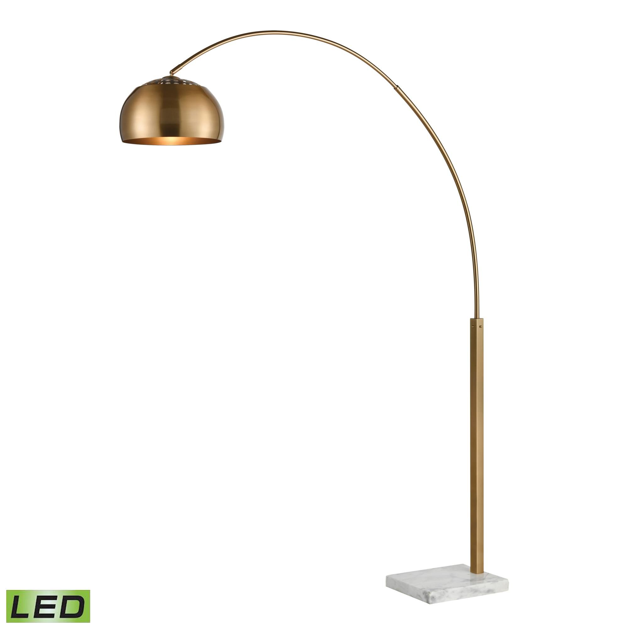 Shown in Aged Brass finish and Gold Metal shade
