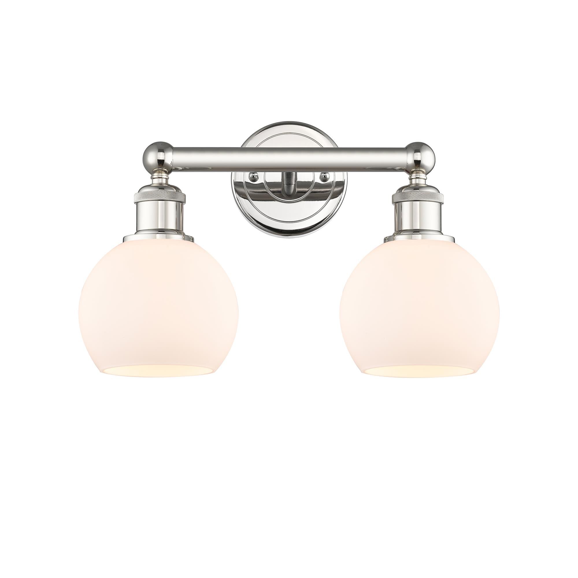 Shown in Polished Nickel finish and Matte White glass