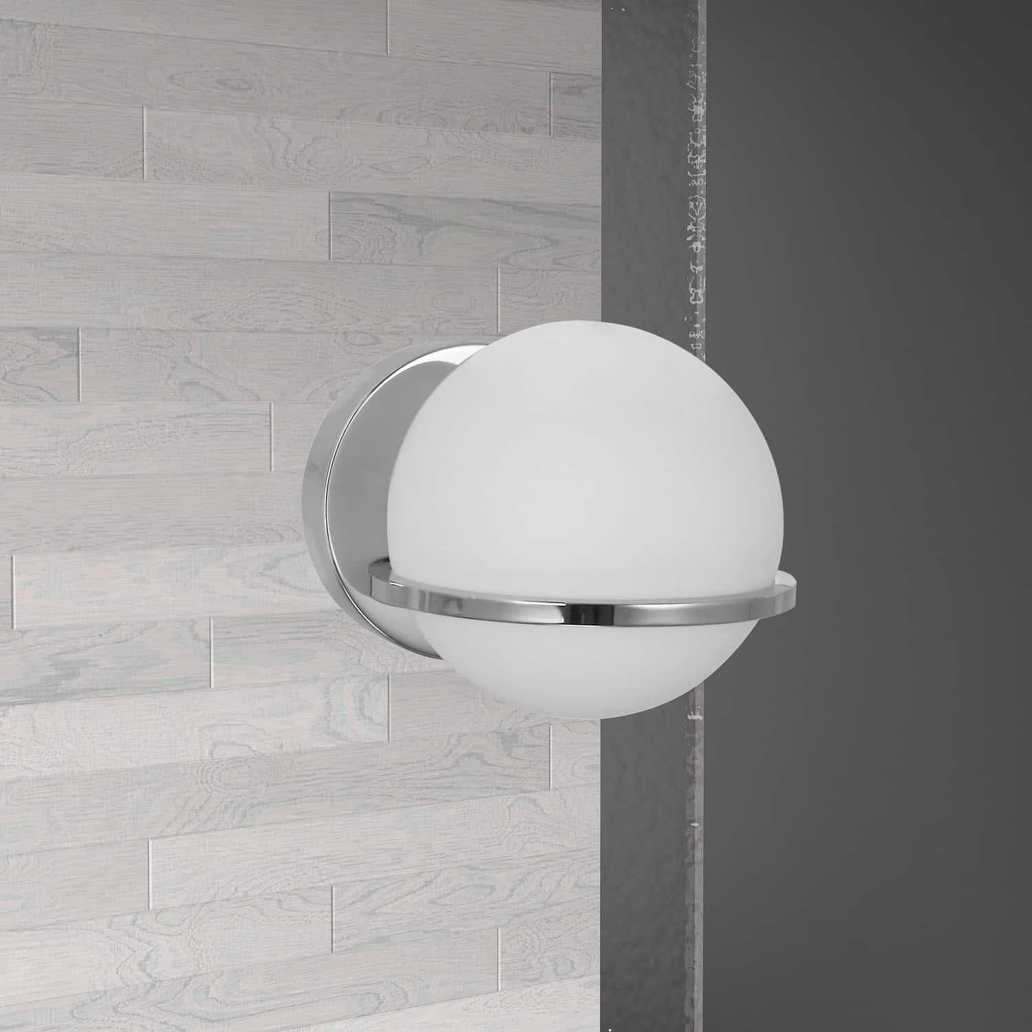 Shown in Polished Chrome finish and Opal White accent