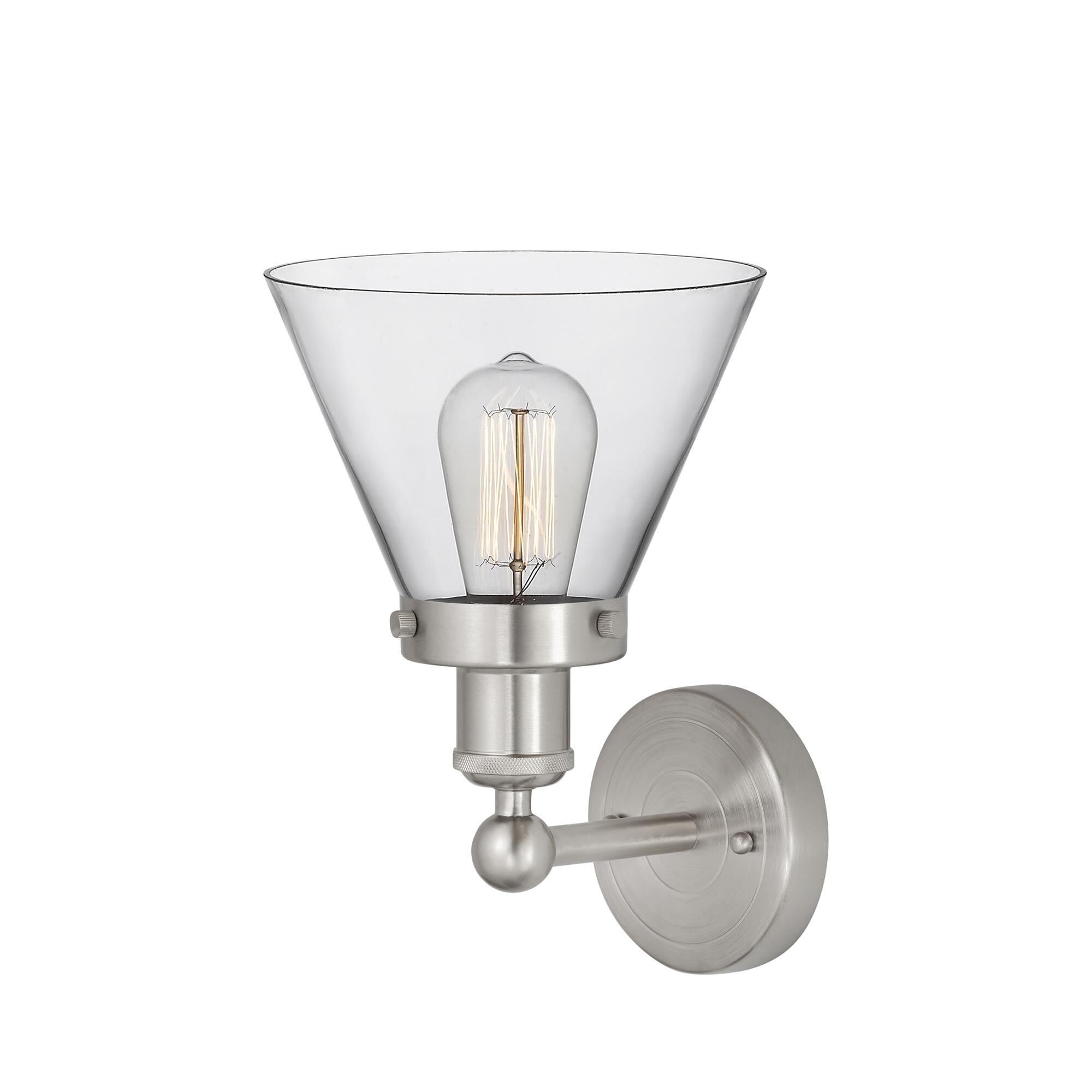 Shown in Brushed Satin Nickel  finish and Clear glass