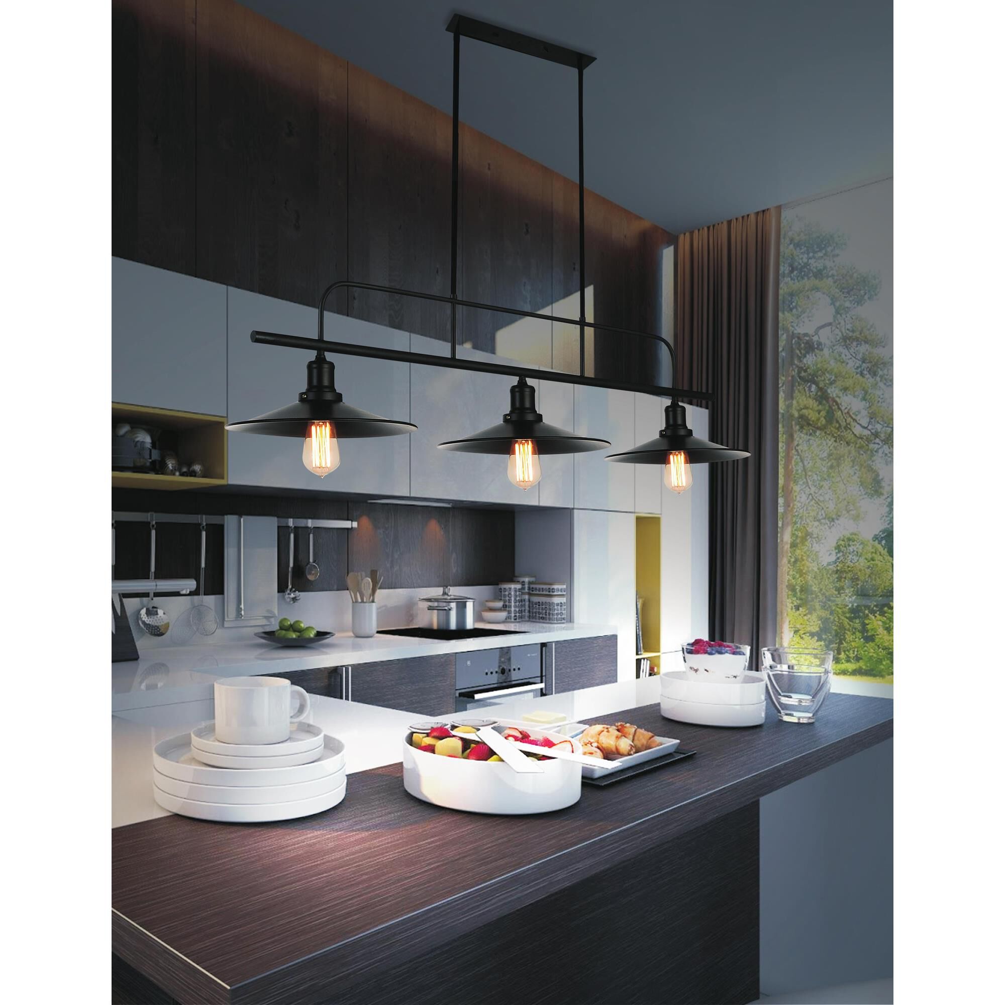 Shown in Black finish and Black shade