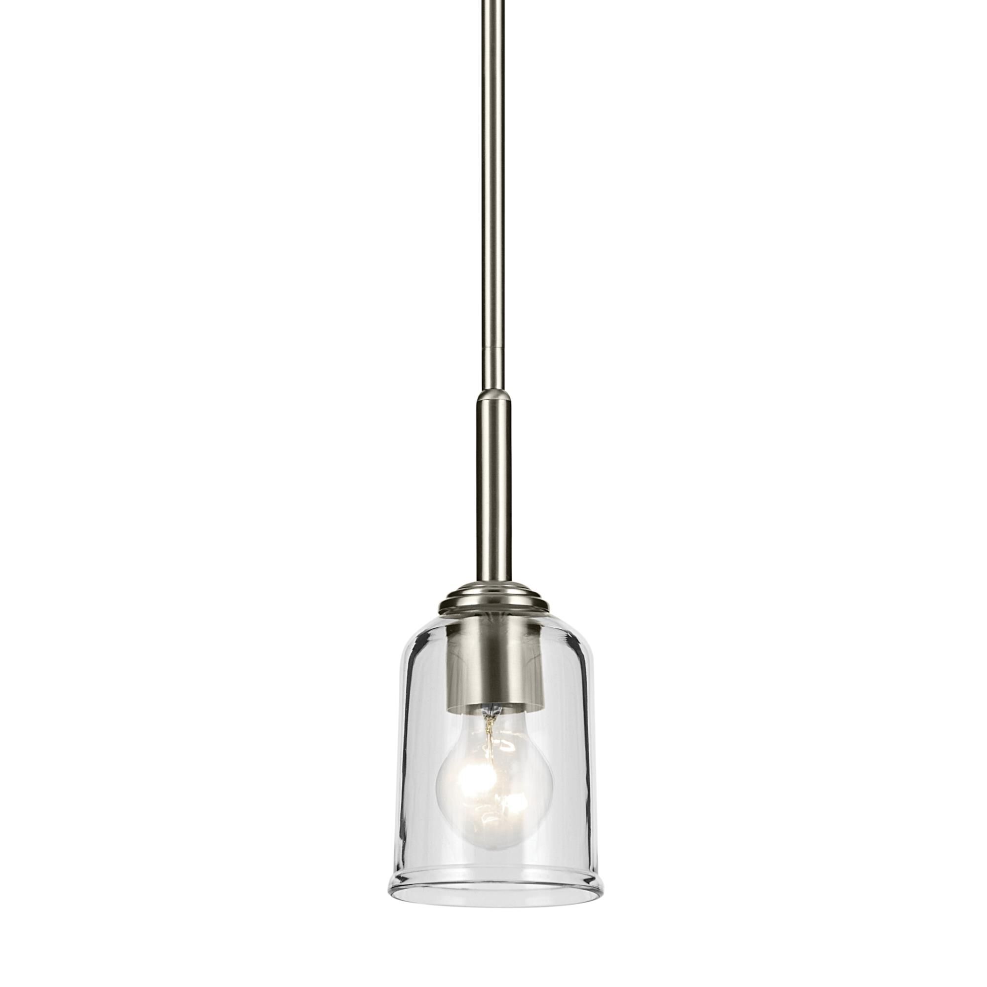 Shown in Brushed Nickel finish and Clear glass